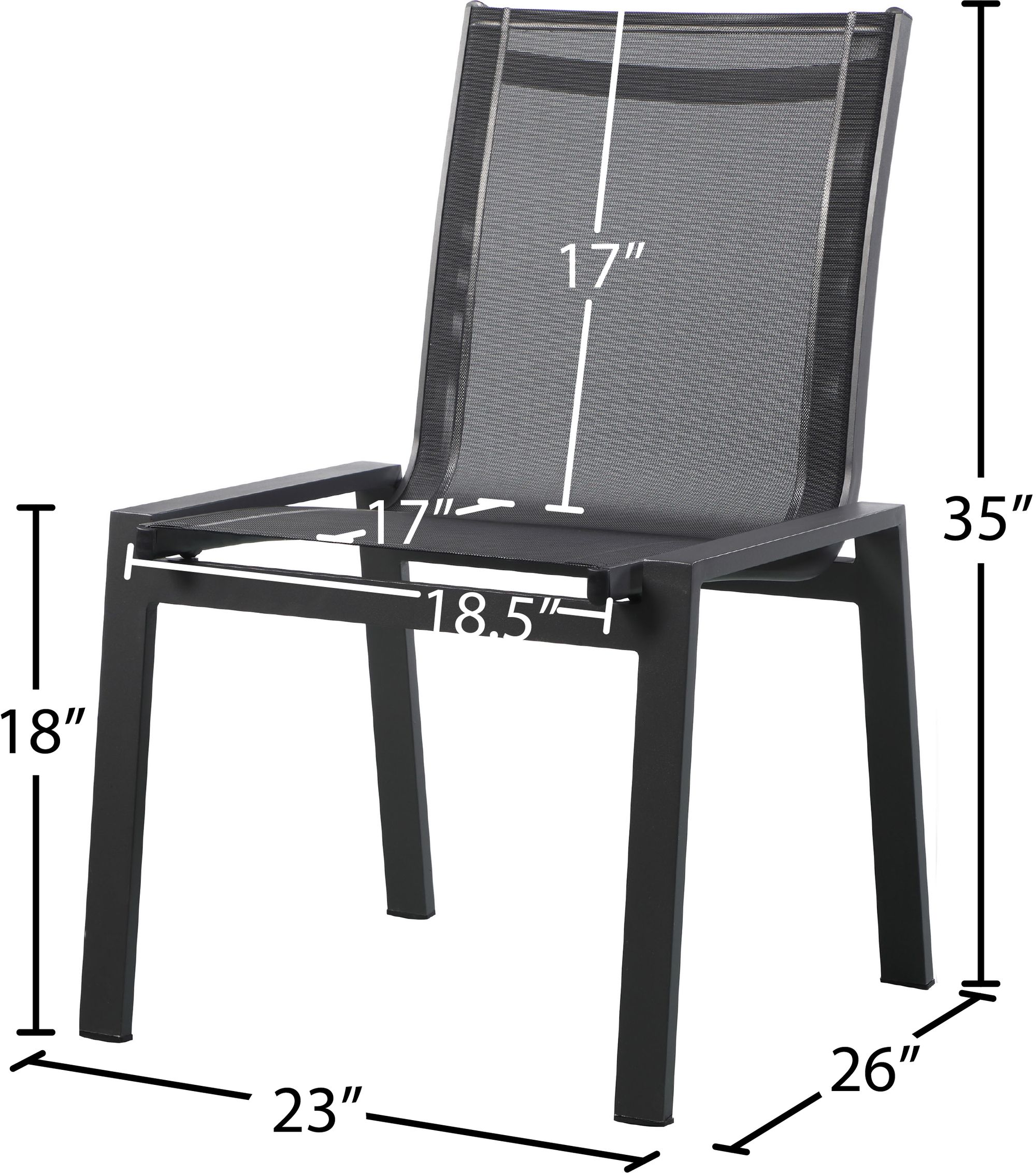 Nizuc Outdoor Patio Mesh Waterproof Fabric Dining Side Chair with Aluminum Frame