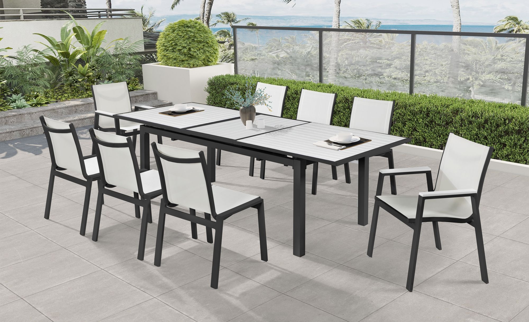 Nizuc Outdoor Patio Mesh Waterproof Fabric Dining Side Chair with Aluminum Frame