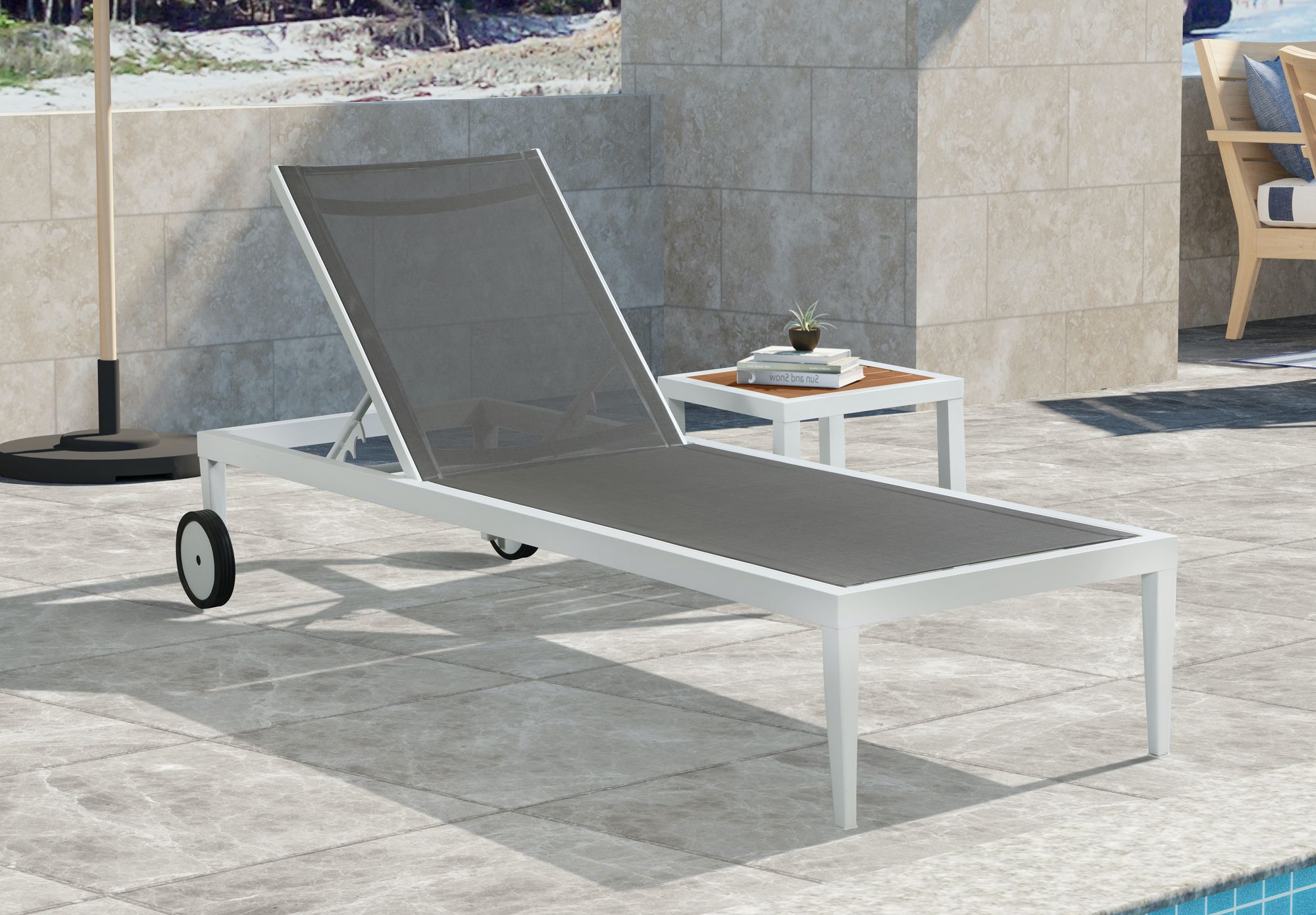 Nizuc 17" Square Outdoor Patio End Table with White Aluminum Frame
