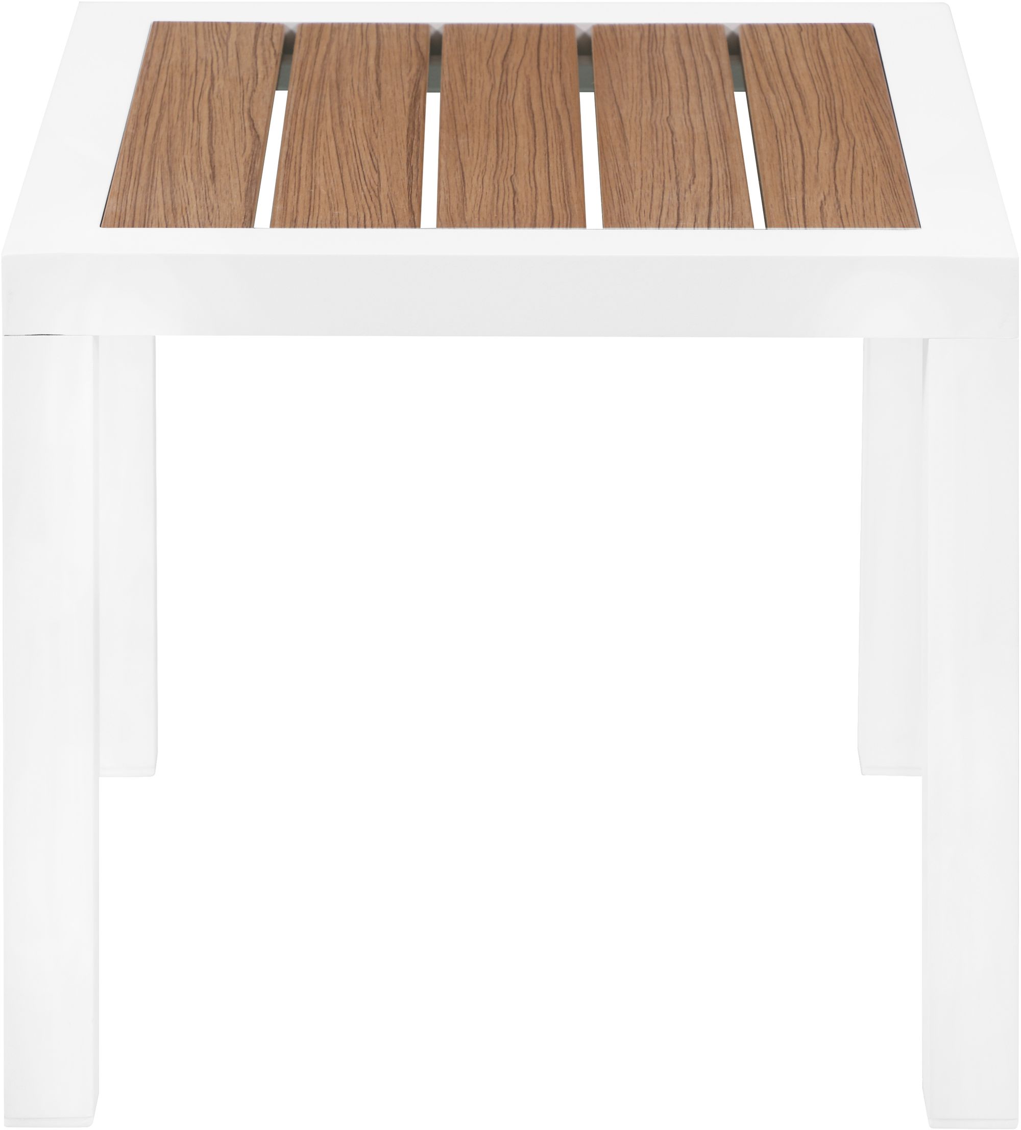 Nizuc 17" Square Outdoor Patio End Table with White Aluminum Frame