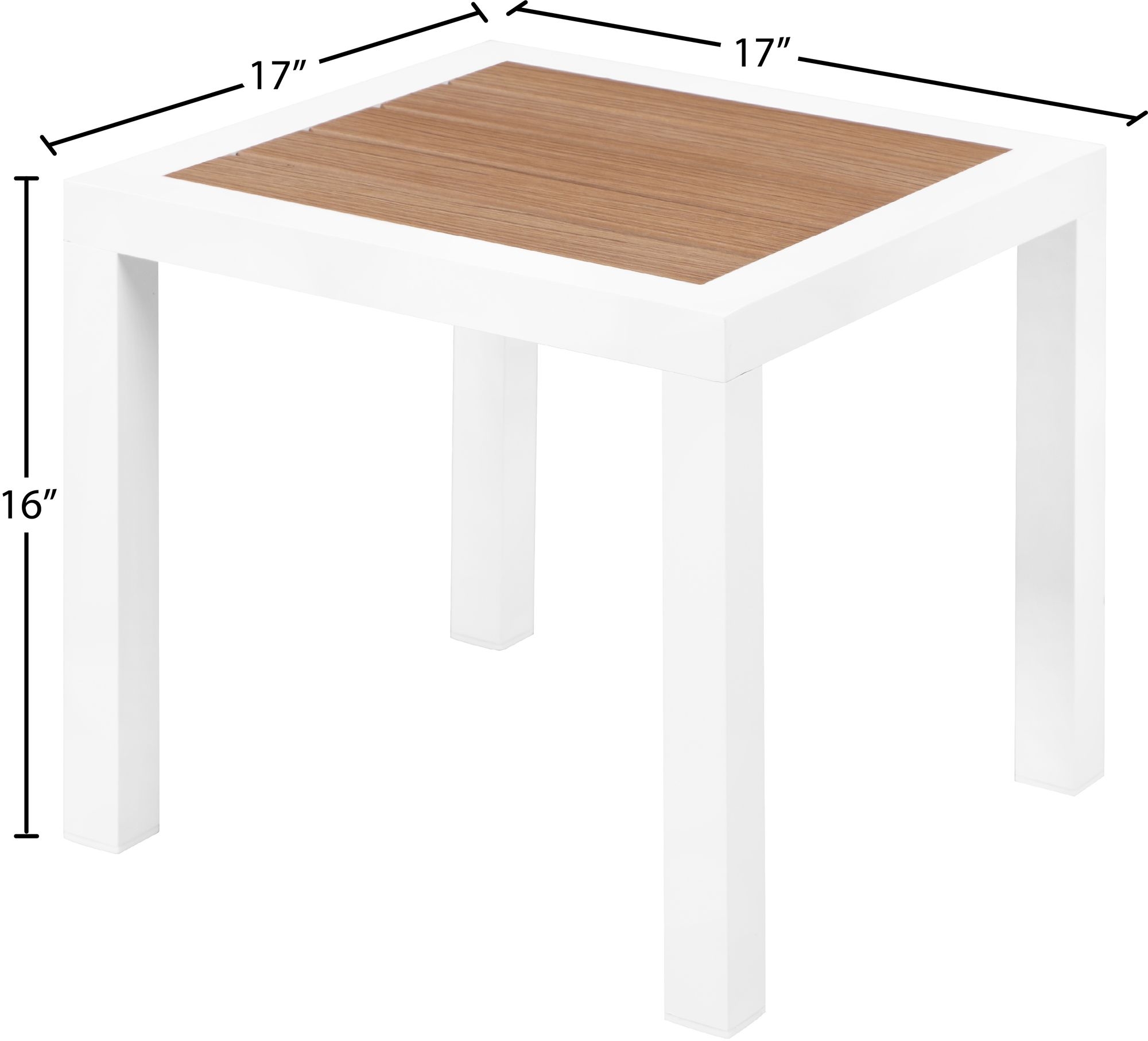 Nizuc 17" Square Outdoor Patio End Table with Aluminum Frame