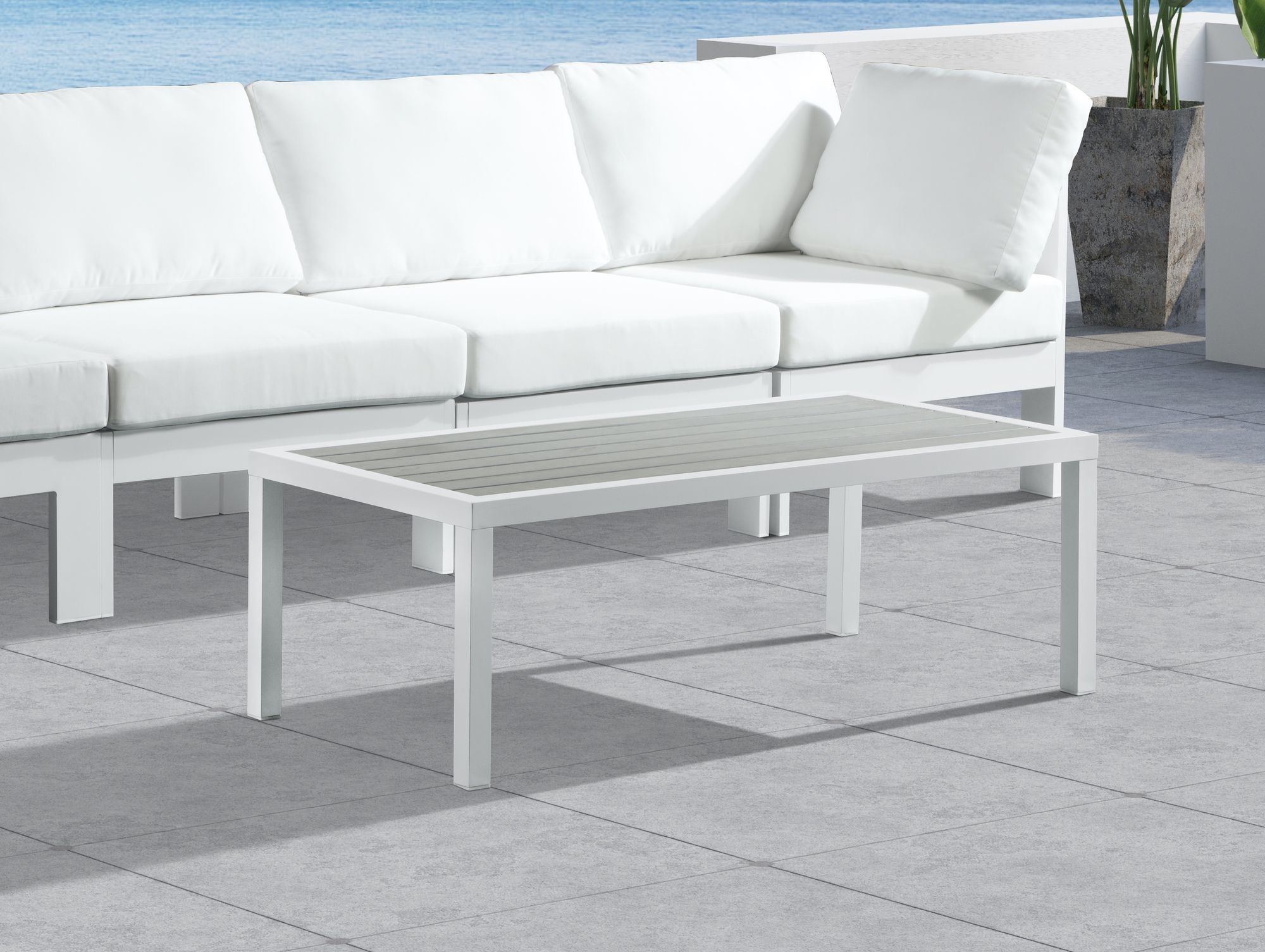 Nizuc 47.5" Rectangular Outdoor Patio Coffee Table with Aluminum Frame