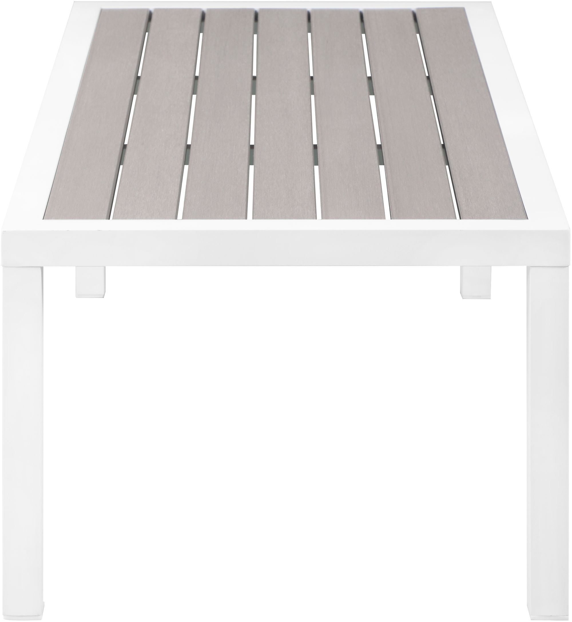 Nizuc 47.5" Rectangular Outdoor Patio Coffee Table with White Aluminum Frame