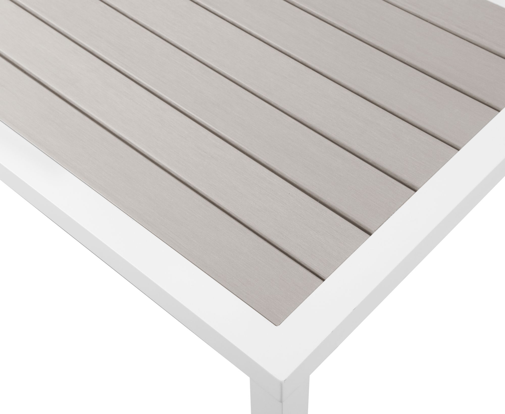 Nizuc 47.5" Rectangular Outdoor Patio Coffee Table with White Aluminum Frame