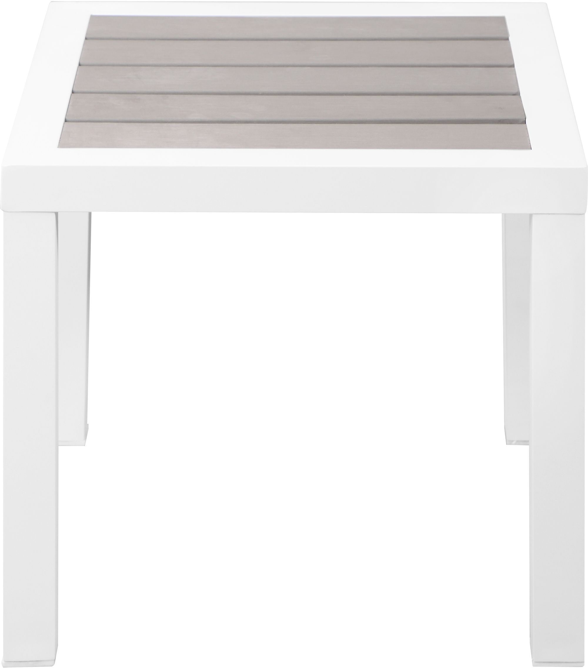 Nizuc 17" Square Outdoor Patio End Table with White Aluminum Frame
