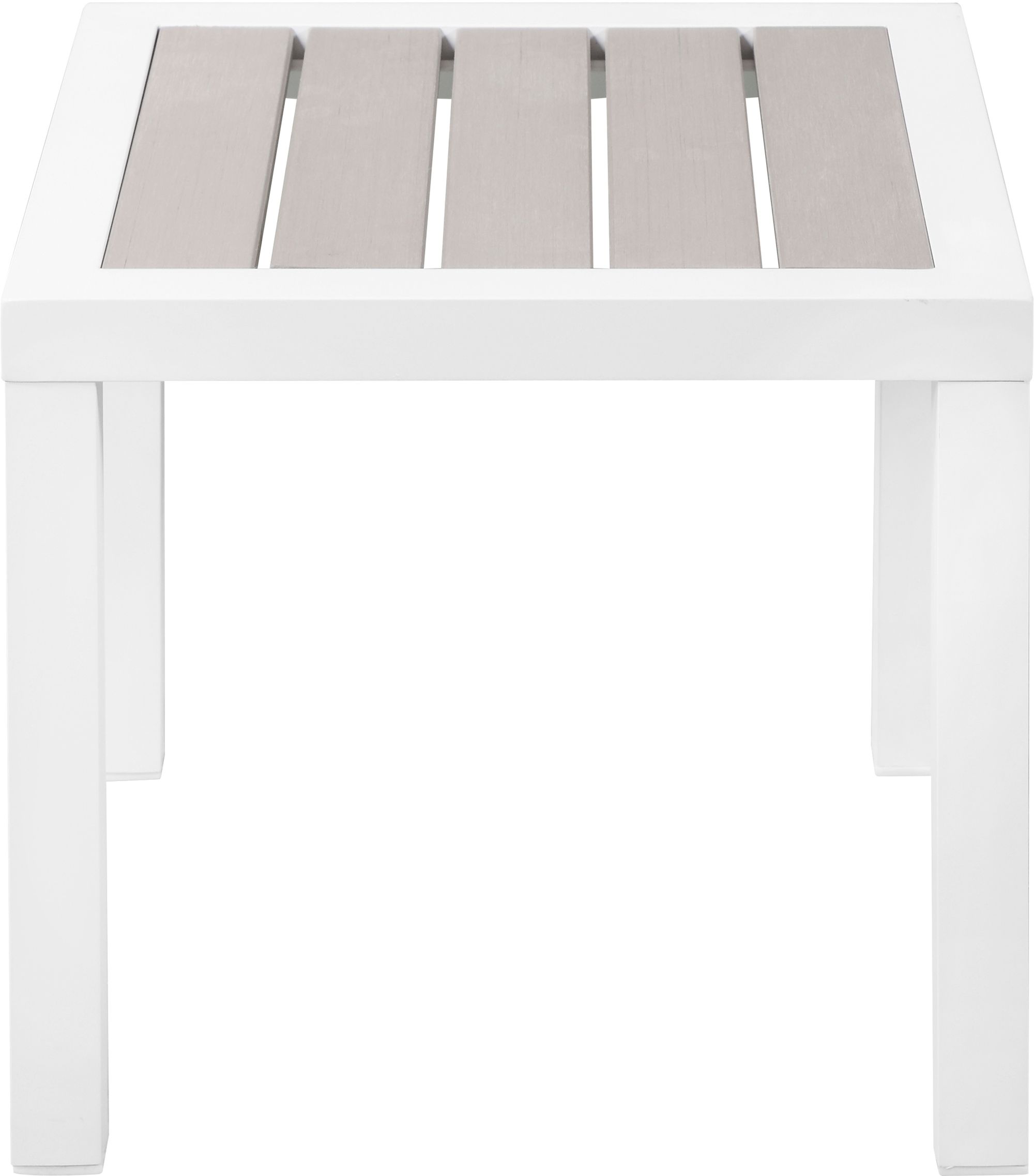 Nizuc 17" Square Outdoor Patio End Table with White Aluminum Frame