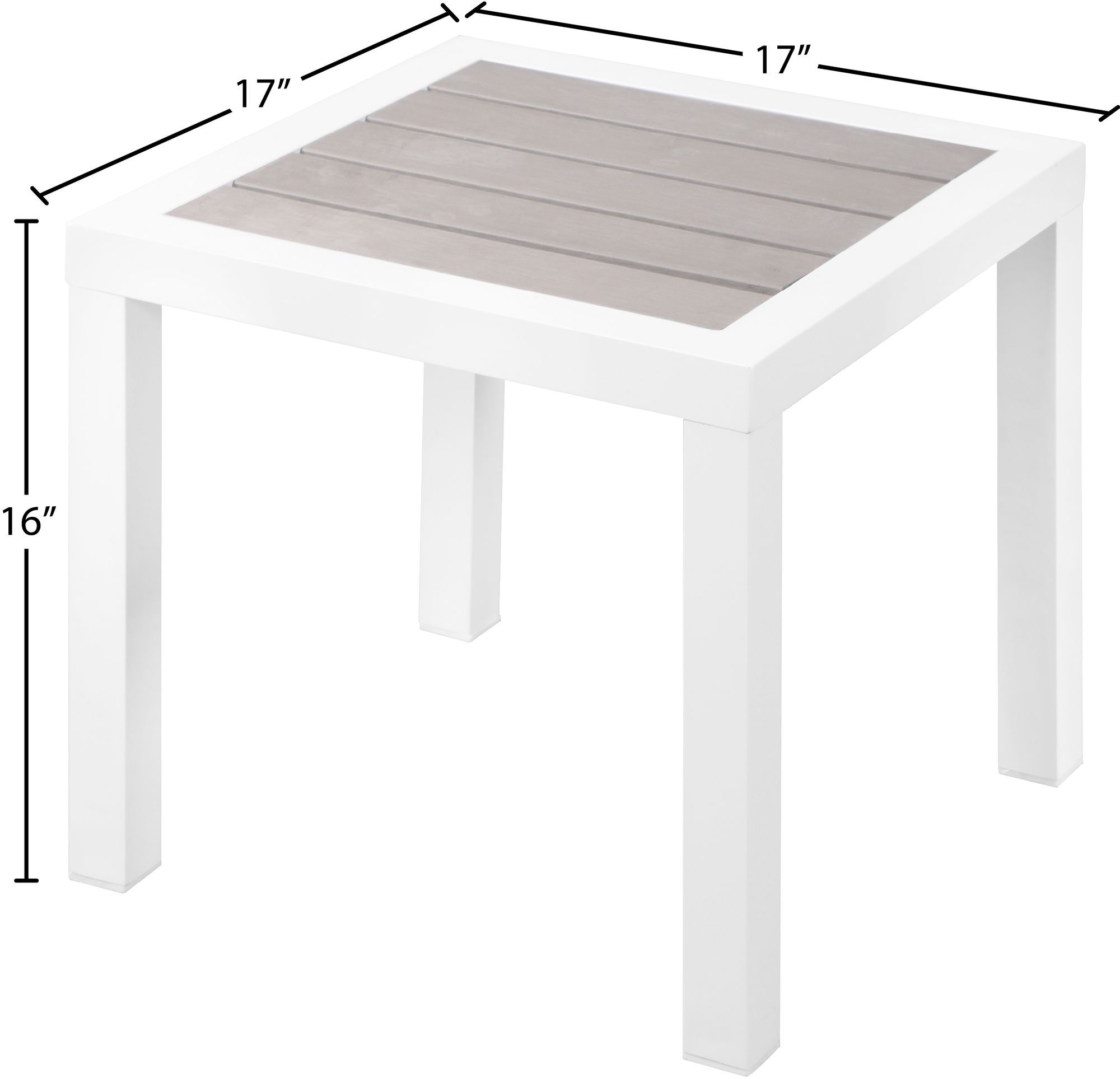 Nizuc 17" Square Outdoor Patio End Table with White Aluminum Frame