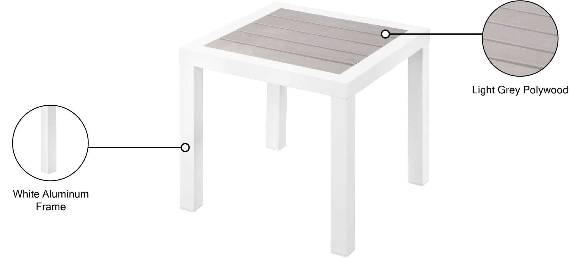 Nizuc 17" Square Outdoor Patio End Table with Aluminum Frame