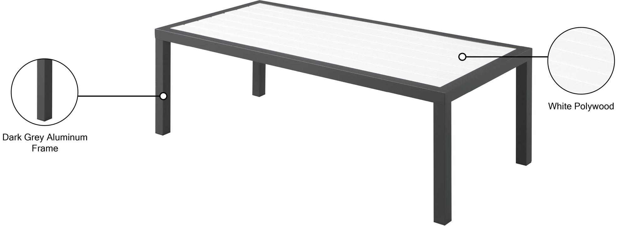 Nizuc 47.5" Rectangular Outdoor Patio Coffee Table with Aluminum Frame