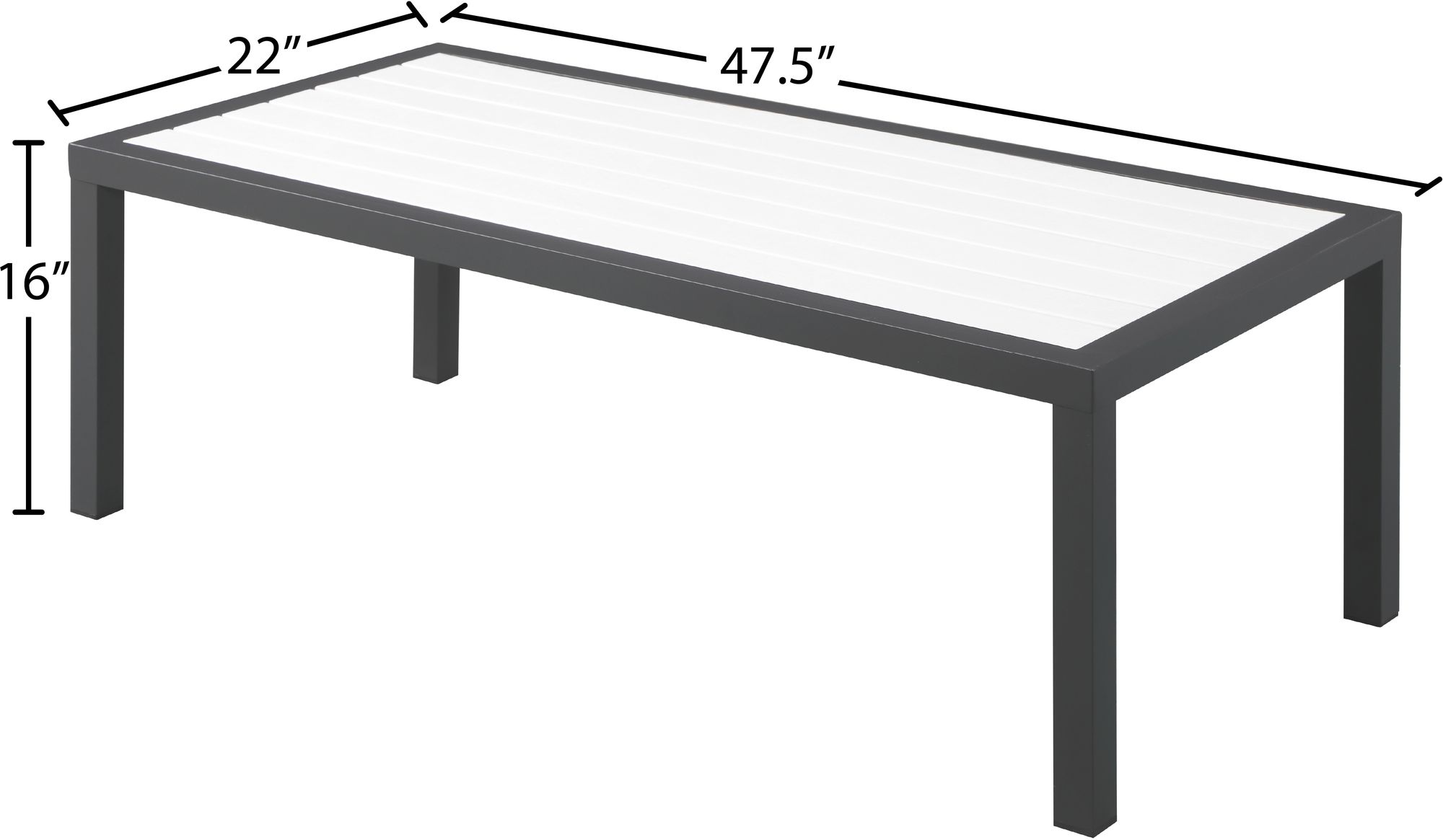 Nizuc 47.5" Rectangular Outdoor Patio Coffee Table with Aluminum Frame