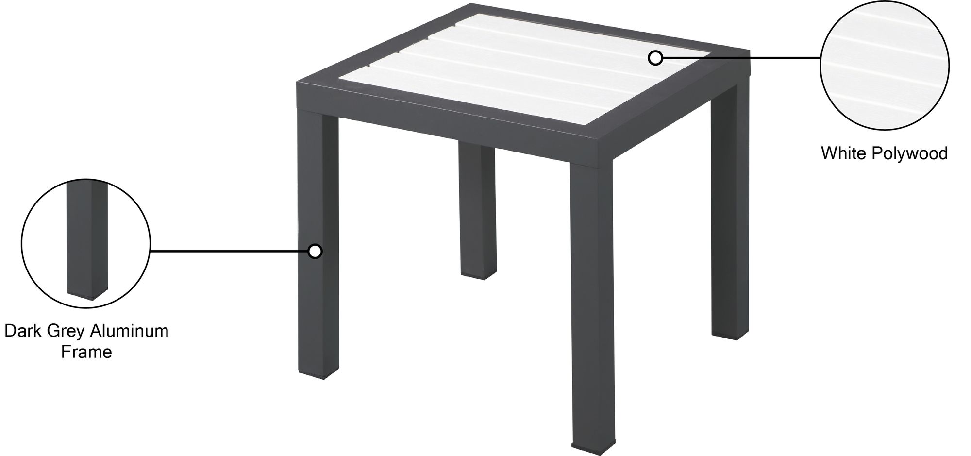Nizuc 17" Square Outdoor Patio End Table with Aluminum Frame