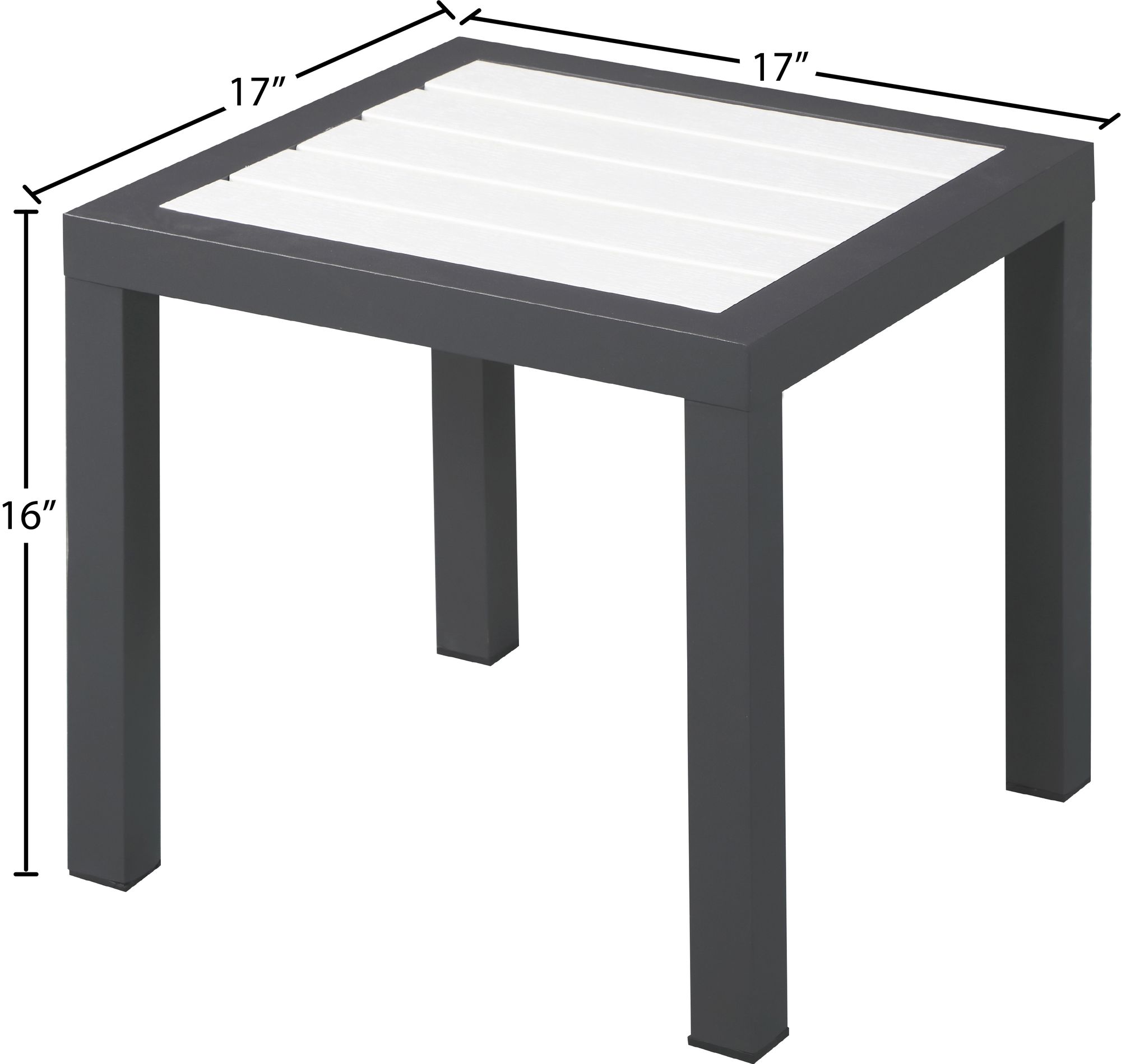 Nizuc 17" Square Outdoor Patio End Table with Aluminum Frame