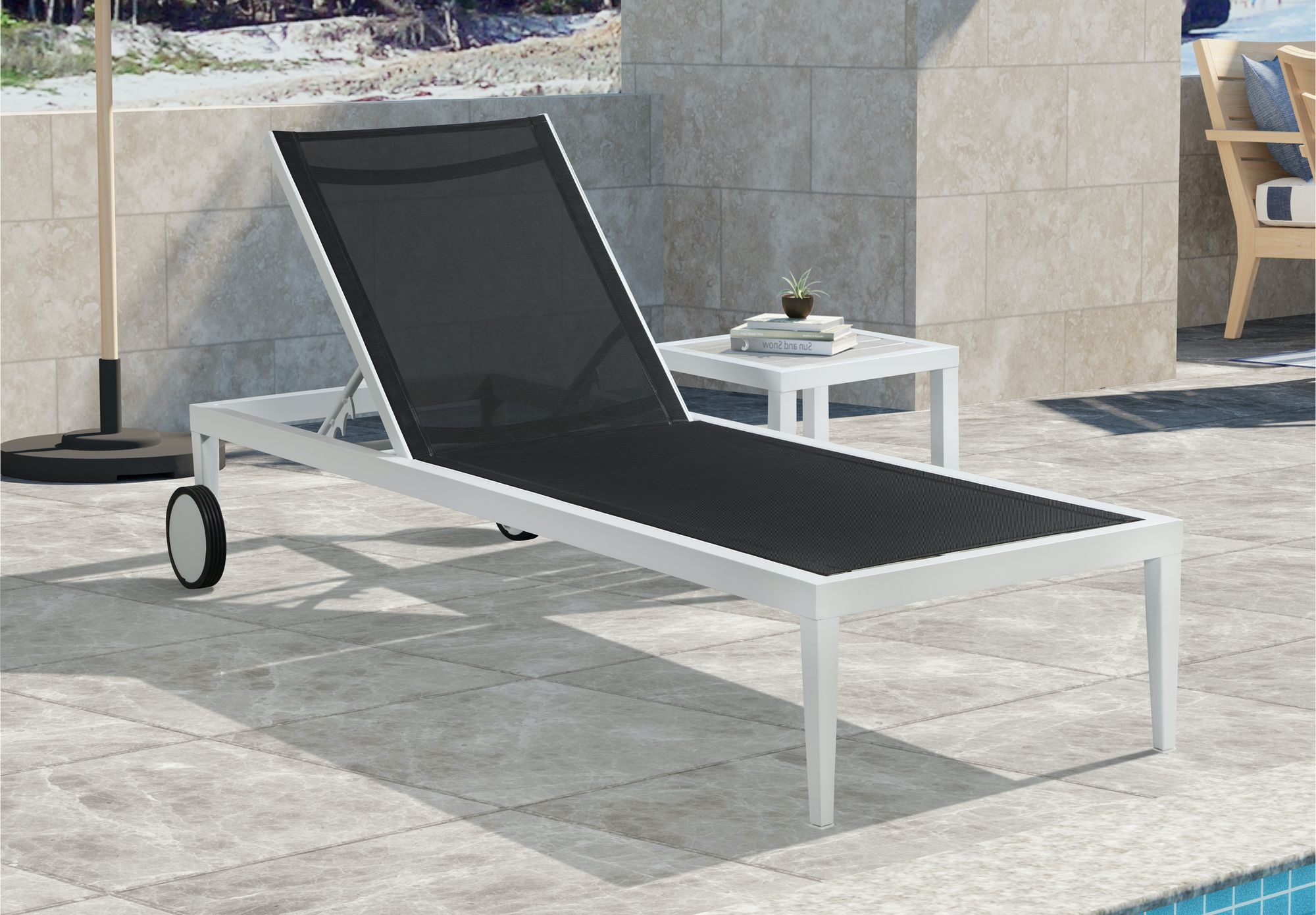 Nizuc Outdoor Patio Adjustable Sun Chaise Lounge Chair with Aluminum Frame