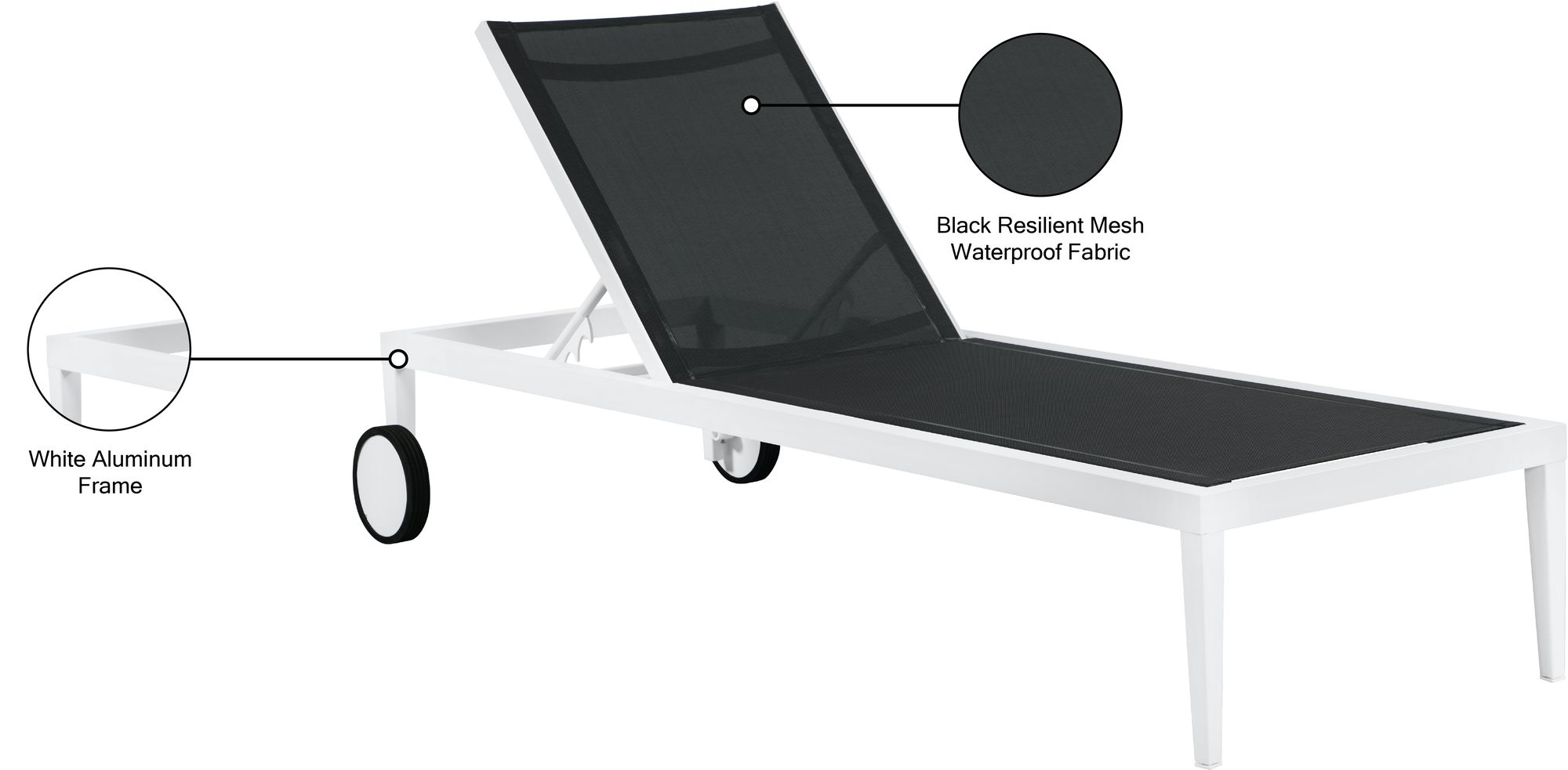 Nizuc Outdoor Patio Adjustable Sun Chaise Lounge Chair with Aluminum Frame