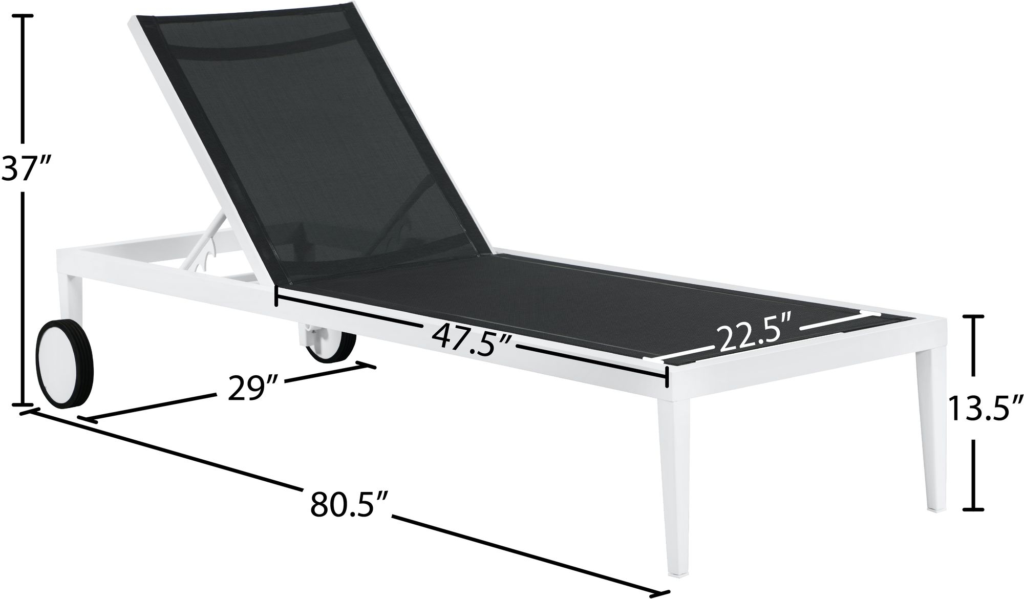 Nizuc Outdoor Patio Adjustable Sun Chaise Lounge Chair with Aluminum Frame
