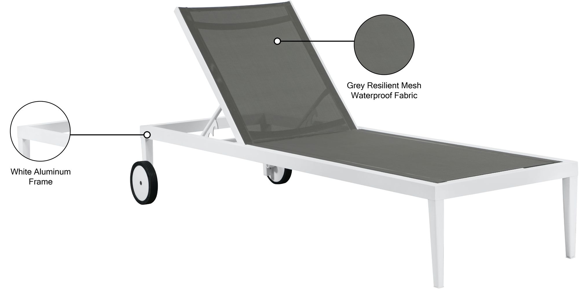 Nizuc Outdoor Patio Adjustable Sun Chaise Lounge Chair with Aluminum Frame