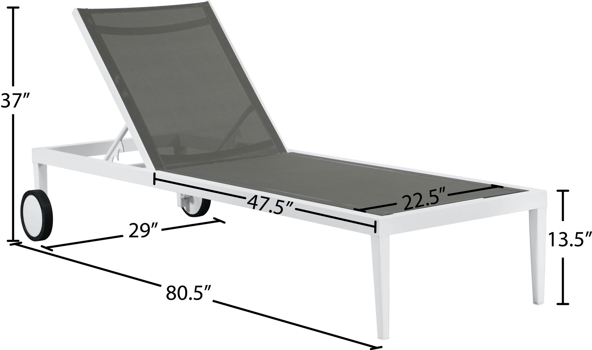 Nizuc Outdoor Patio Adjustable Sun Chaise Lounge Chair with Aluminum Frame