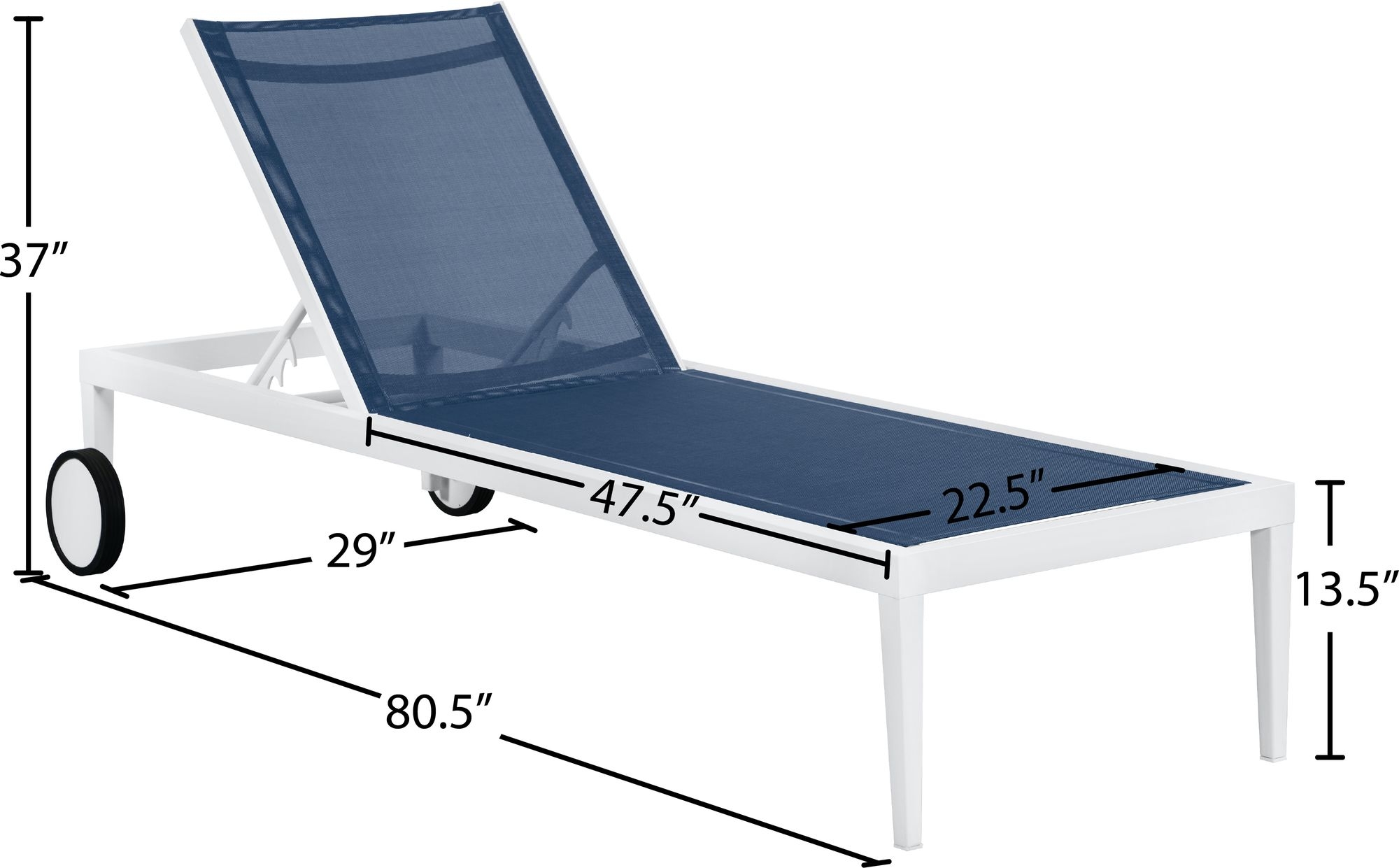 Nizuc Outdoor Patio Adjustable Sun Chaise Lounge Chair with Aluminum Frame