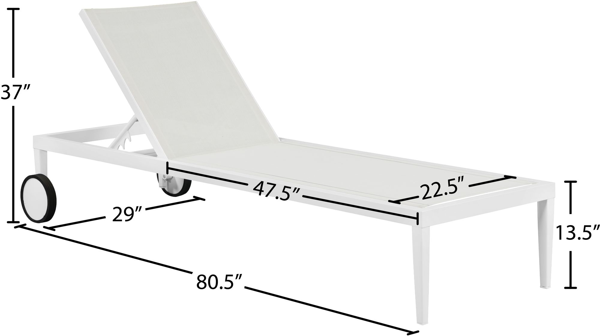 Nizuc Outdoor Patio Adjustable Sun Chaise Lounge Chair with White Aluminum Frame