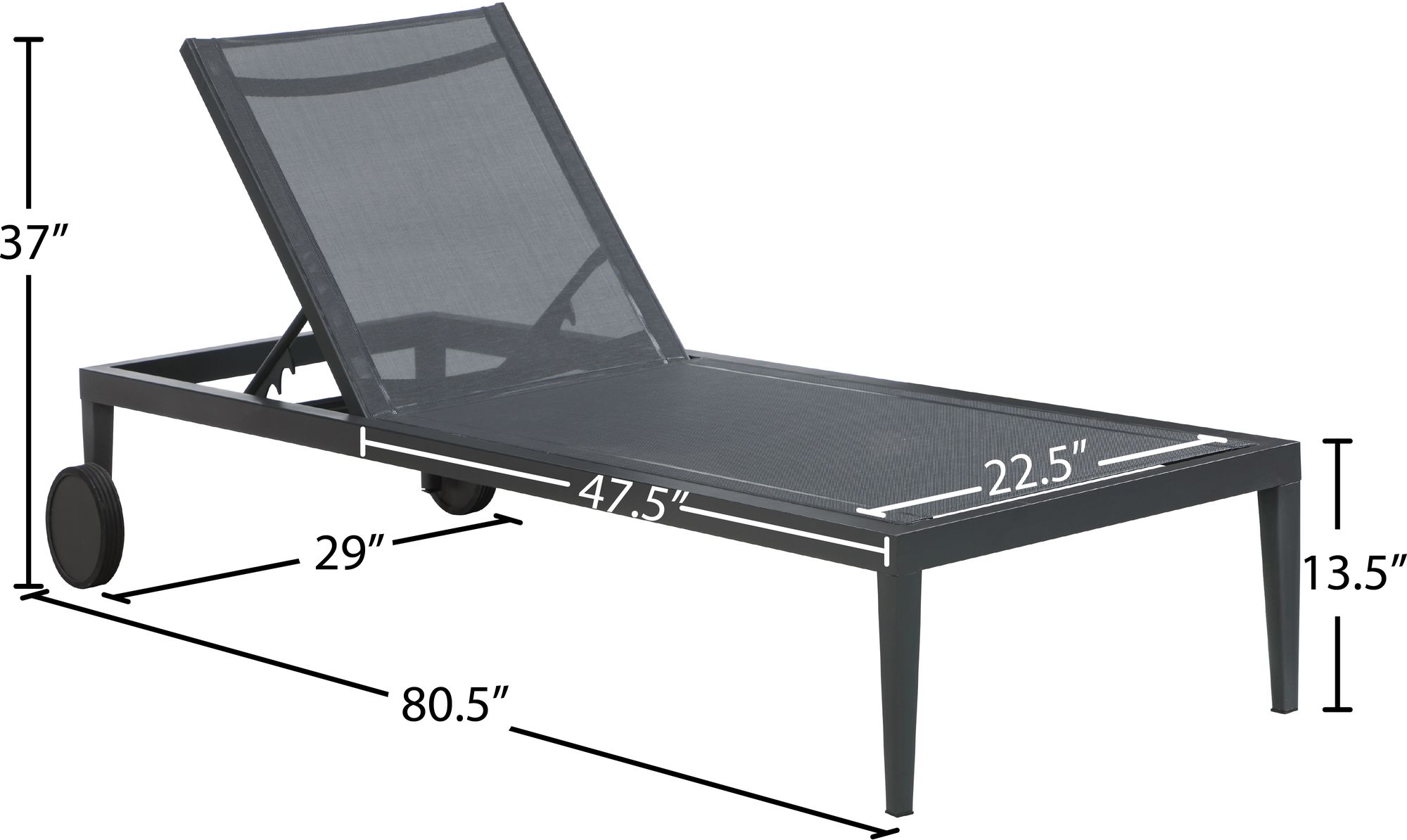 Nizuc Outdoor Patio Adjustable Sun Chaise Lounge Chair with Aluminum Frame