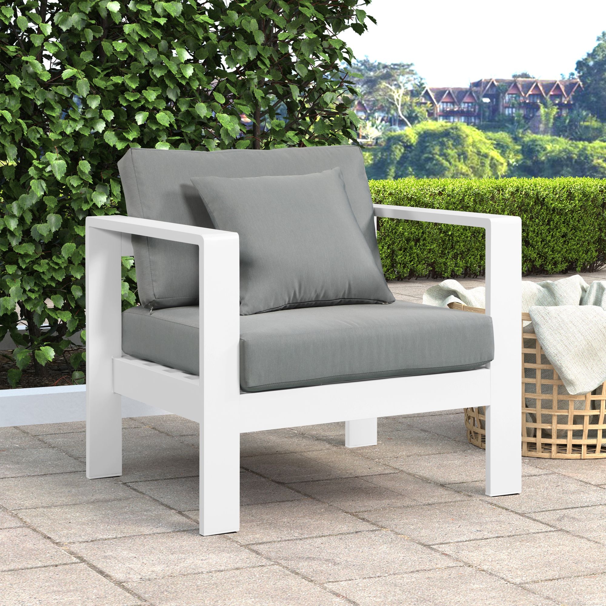 Nizuc Outdoor Patio Waterproof Fabric Modular Arm Chair with Aluminum Frame