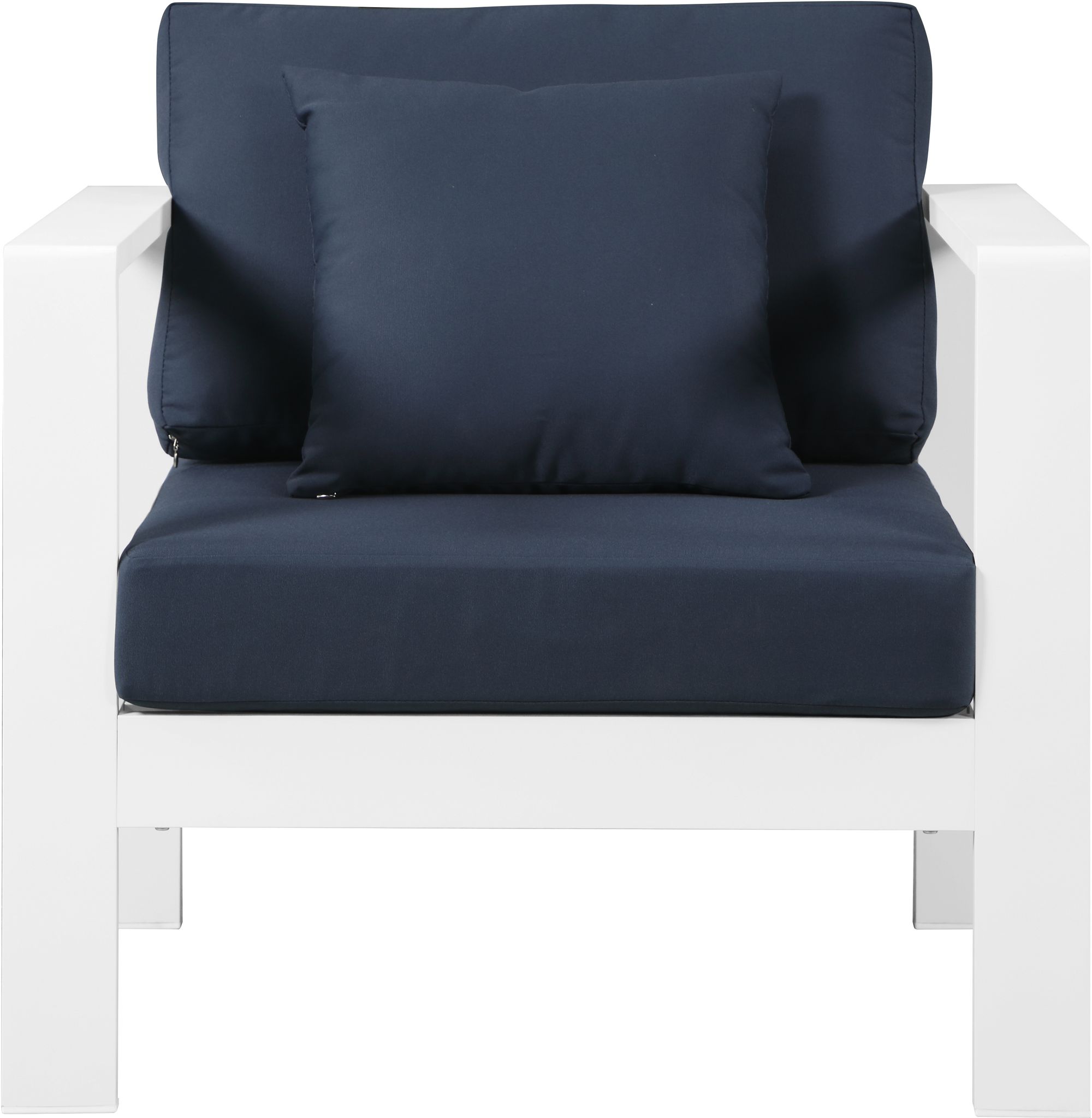 Nizuc Outdoor Patio Waterproof Fabric Modular Arm Chair with White Aluminum Frame