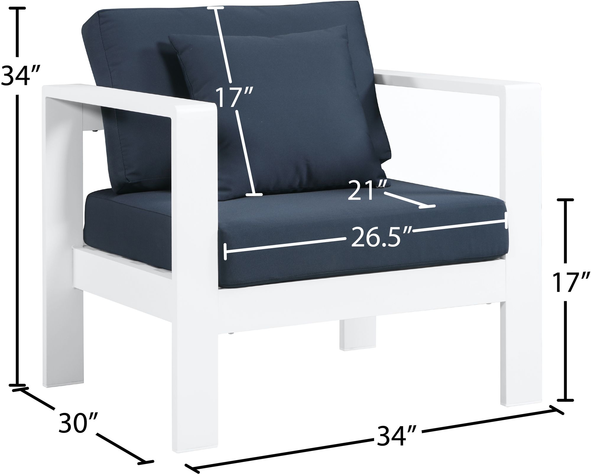 Nizuc Outdoor Patio Waterproof Fabric Modular Arm Chair with Aluminum Frame