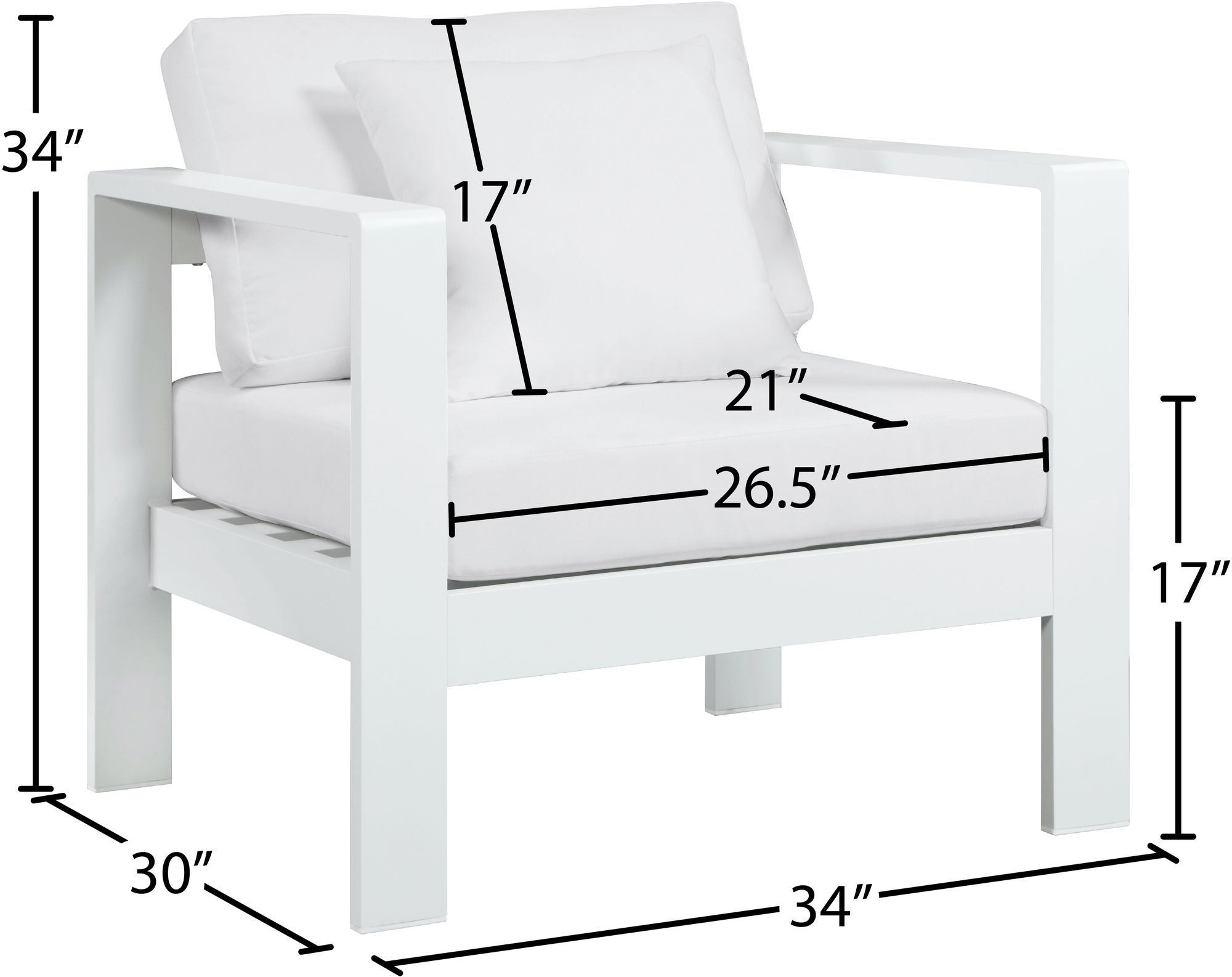 Nizuc Outdoor Patio Waterproof Fabric Modular Arm Chair with Aluminum Frame