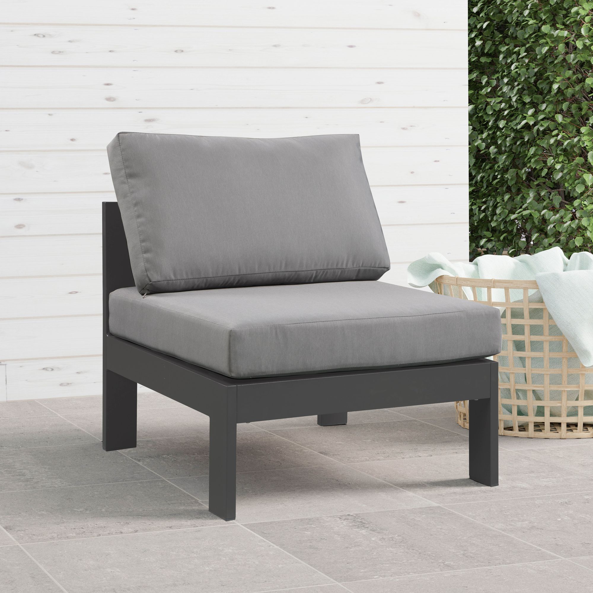 Nizuc Outdoor Patio Waterproof Fabric Modular Armless Chair with Aluminum Frame