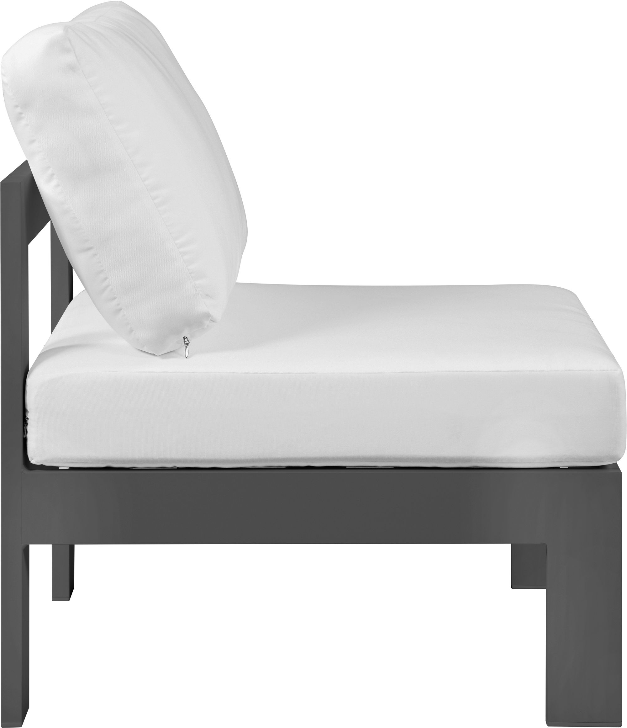 Nizuc Outdoor Patio Waterproof Fabric Modular Armless Chair with White Aluminum Frame