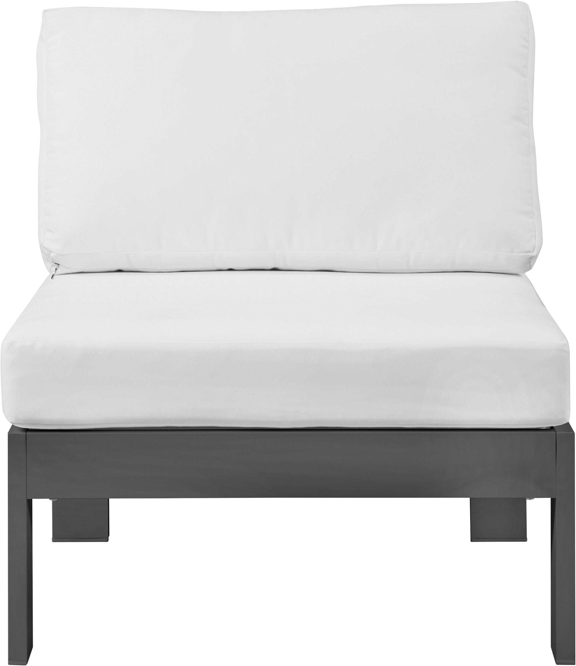 Nizuc Outdoor Patio Waterproof Fabric Modular Armless Chair with White Aluminum Frame