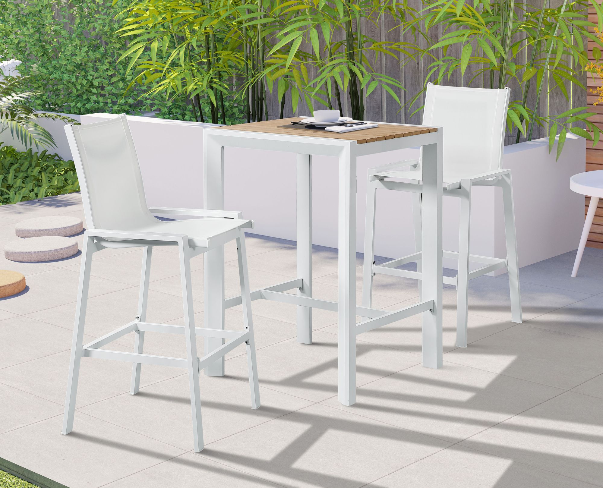 Nizuc 27.5" Outdoor Patio Square Aluminum Bar Table