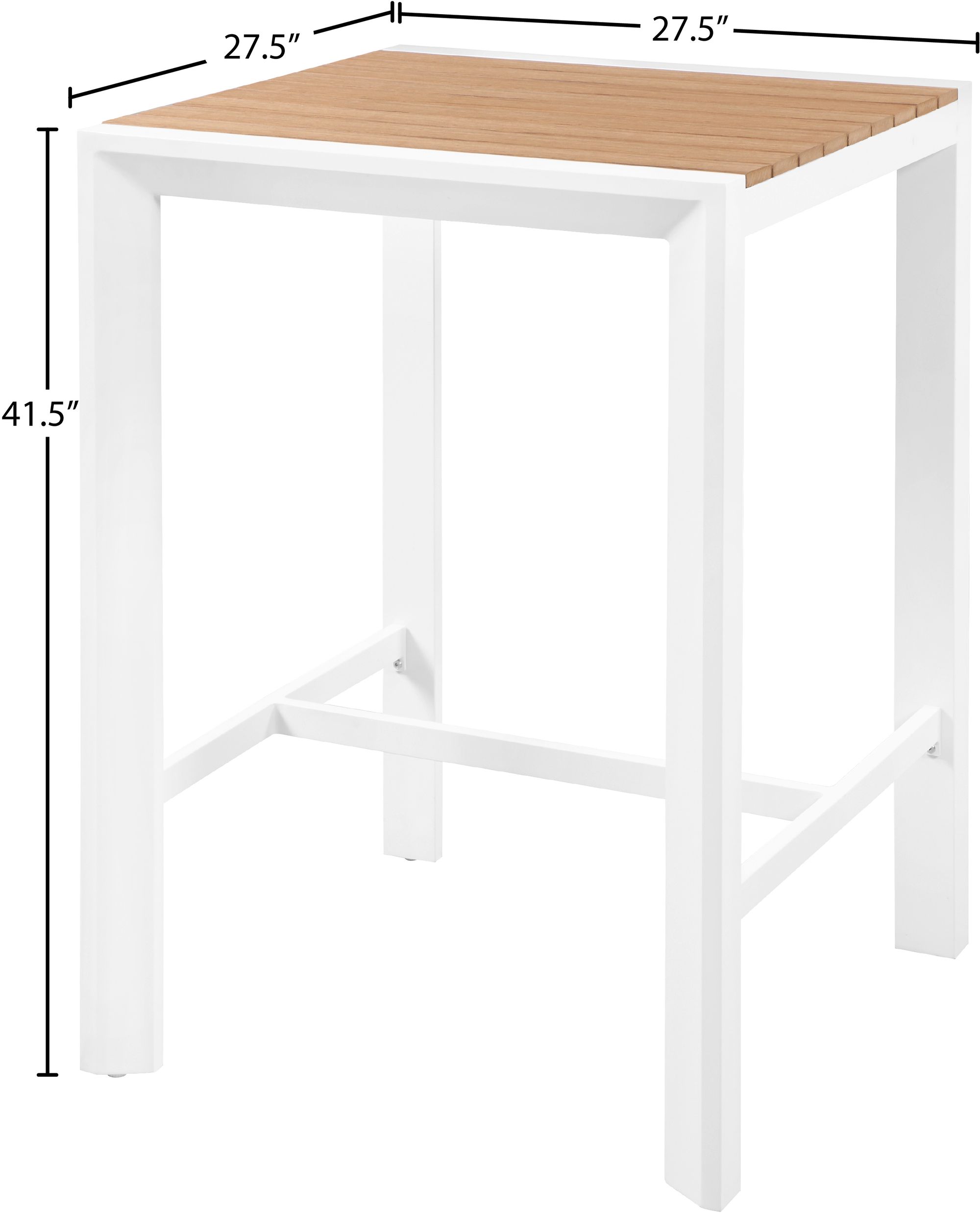 Nizuc 27.5" Outdoor Patio Square Aluminum Bar Table
