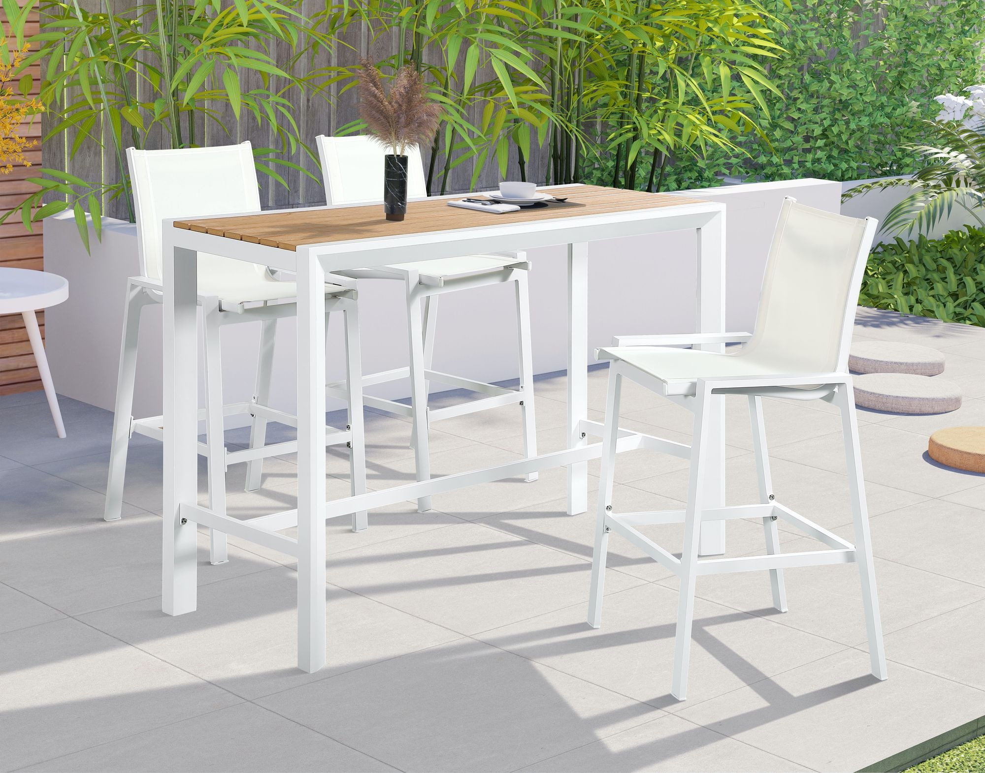 Nizuc 59.5" Outdoor Patio Rectangular Aluminum Bar Table