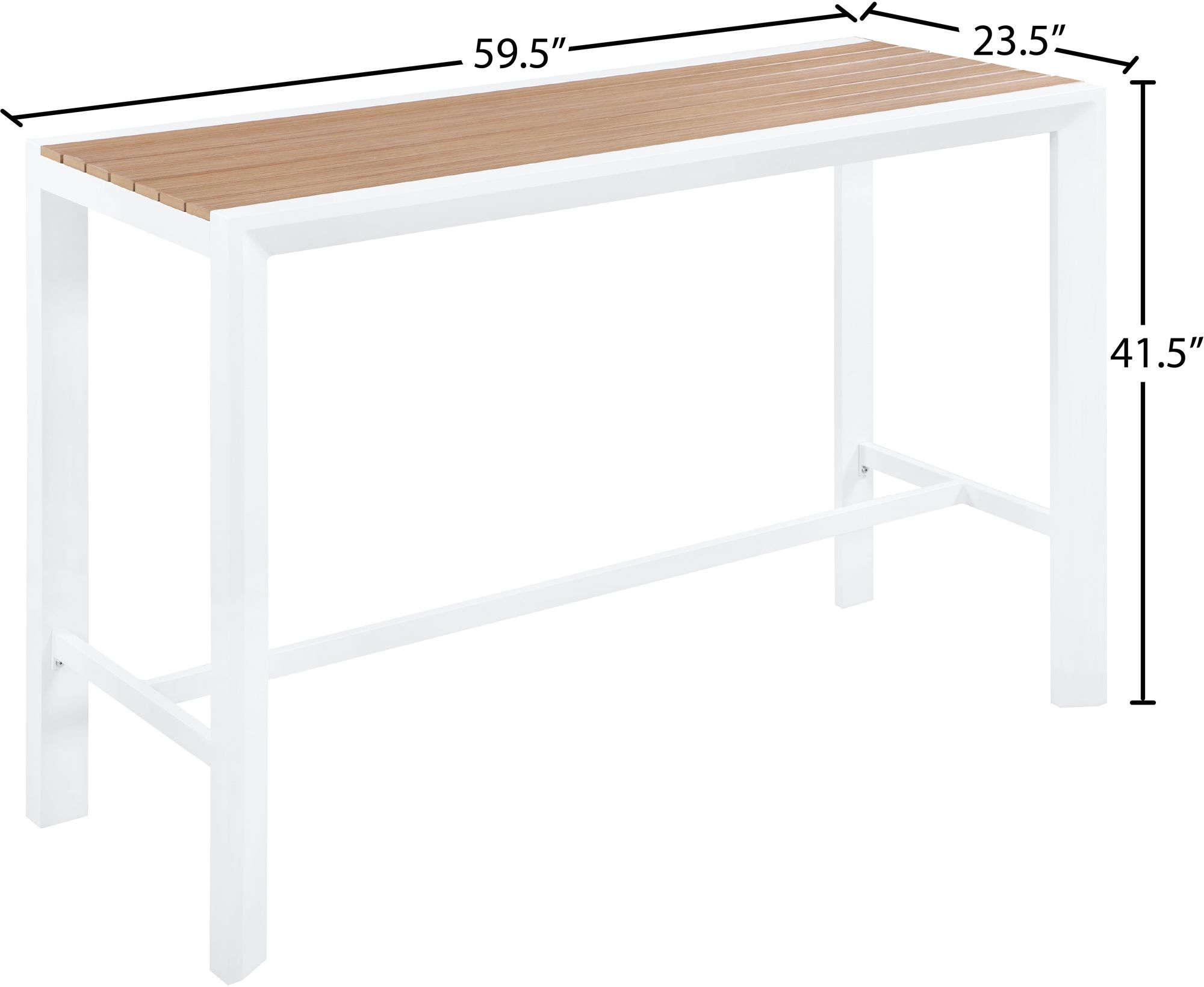 Nizuc 59.5" Outdoor Patio Rectangular Aluminum Bar Table
