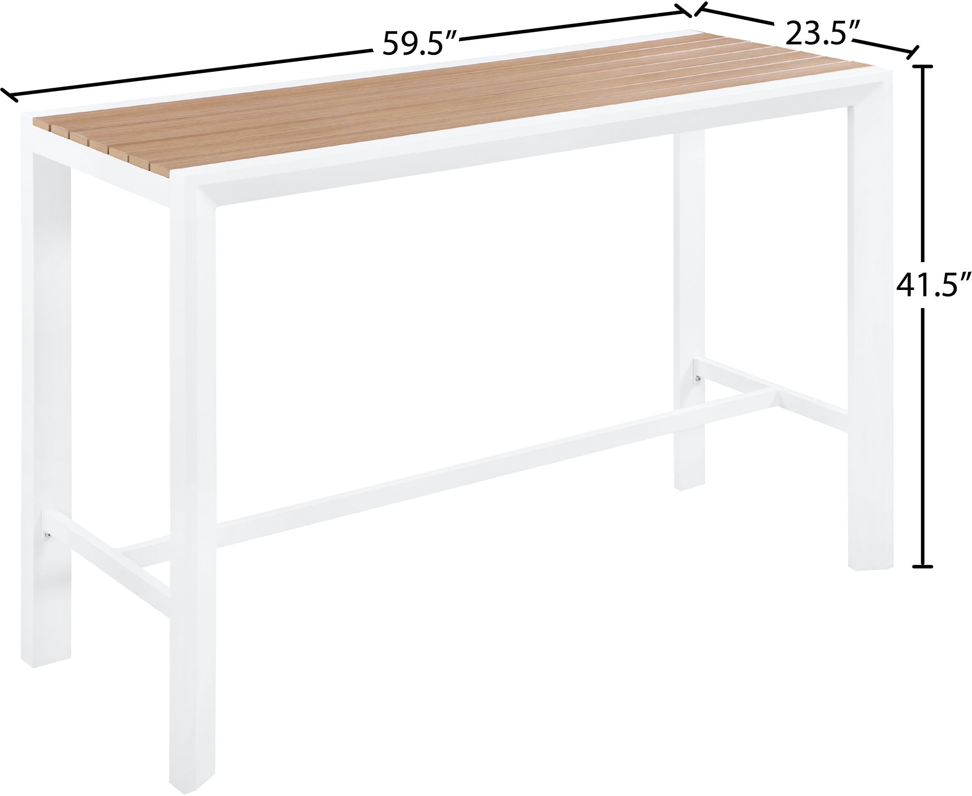 Nizuc 59.5" Outdoor Patio Rectangular Aluminum Bar Table