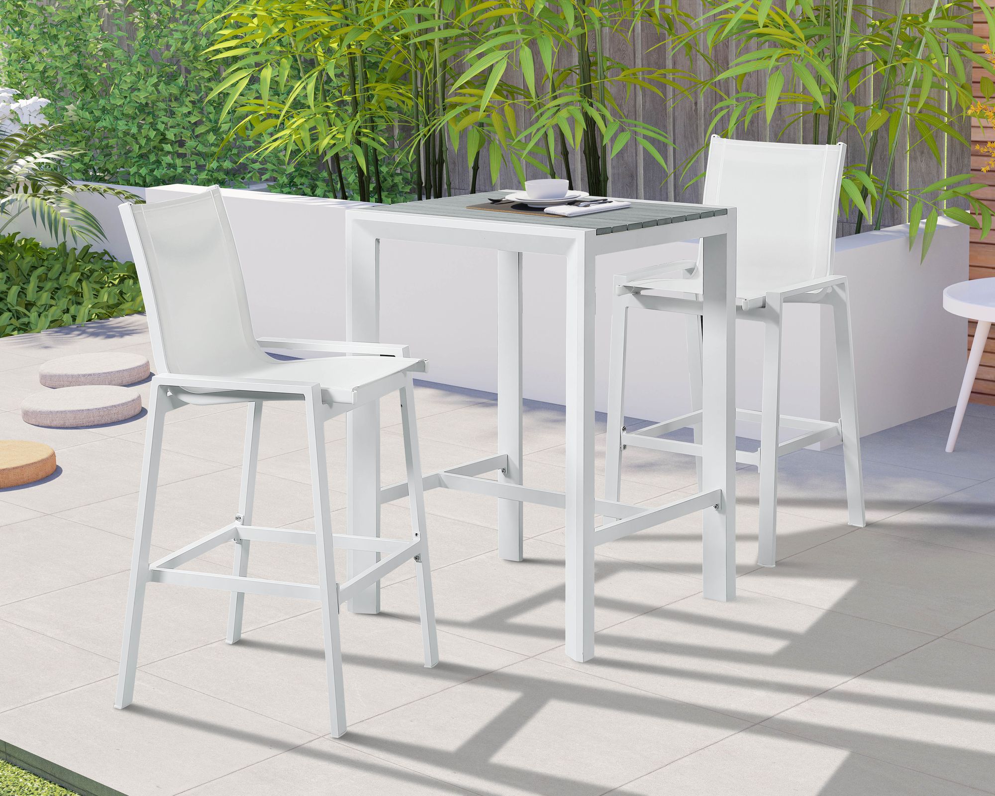 Nizuc 27.5" Outdoor Patio Square Aluminum Bar Table