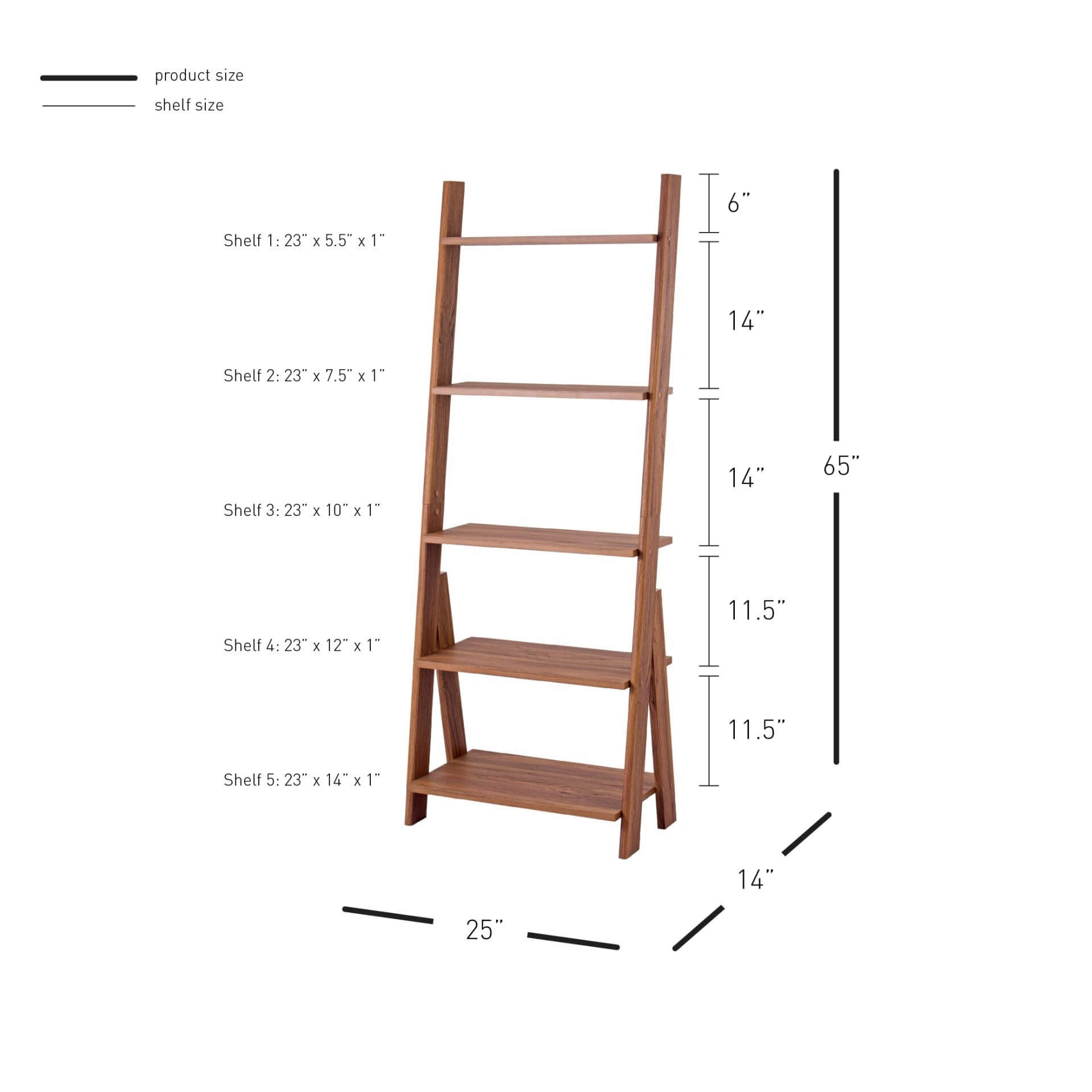 Reeve 25" KD Veneer Stair Shelf