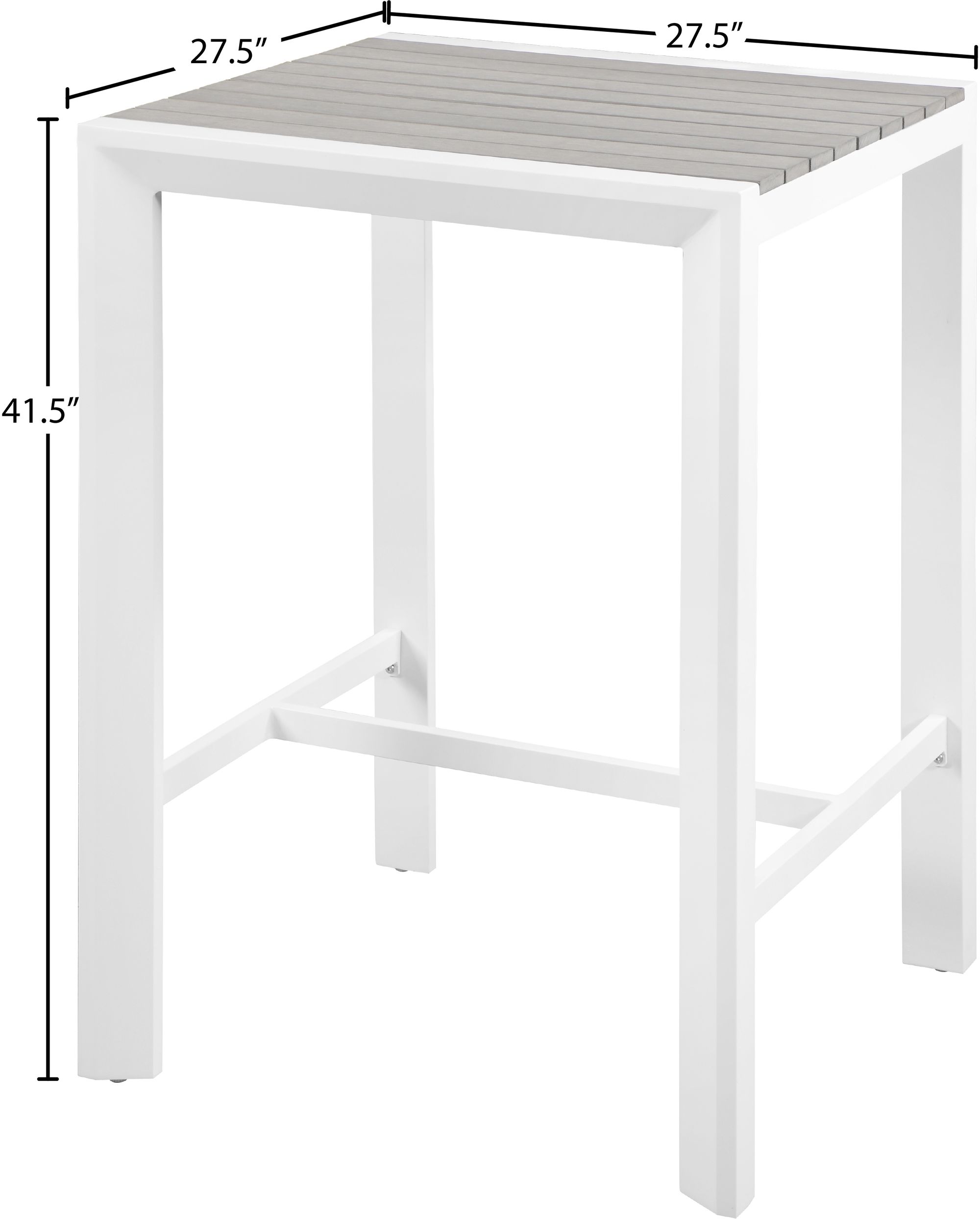 Nizuc 27.5" Outdoor Patio Square Aluminum Bar Table