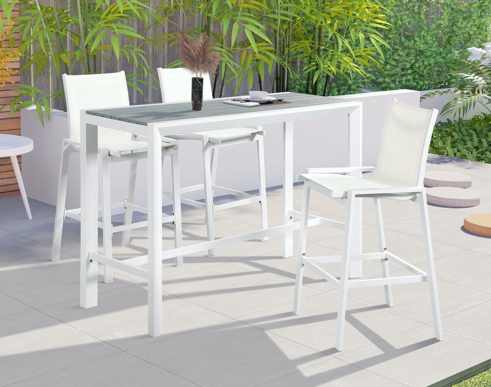 Nizuc 59.5" Outdoor Patio Rectangular Aluminum Bar Table