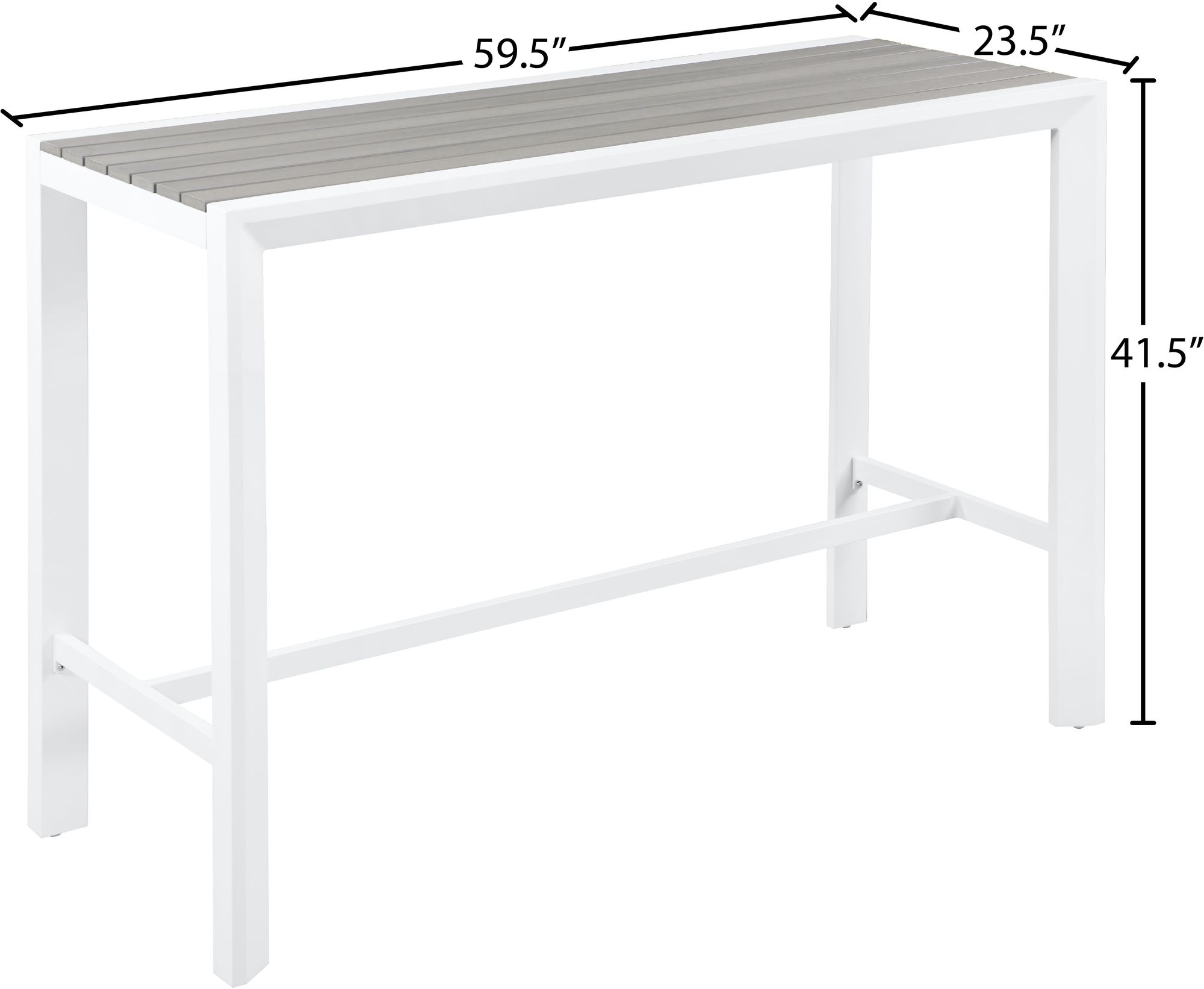 Nizuc 59.5" Outdoor Patio Rectangular Aluminum Bar Table