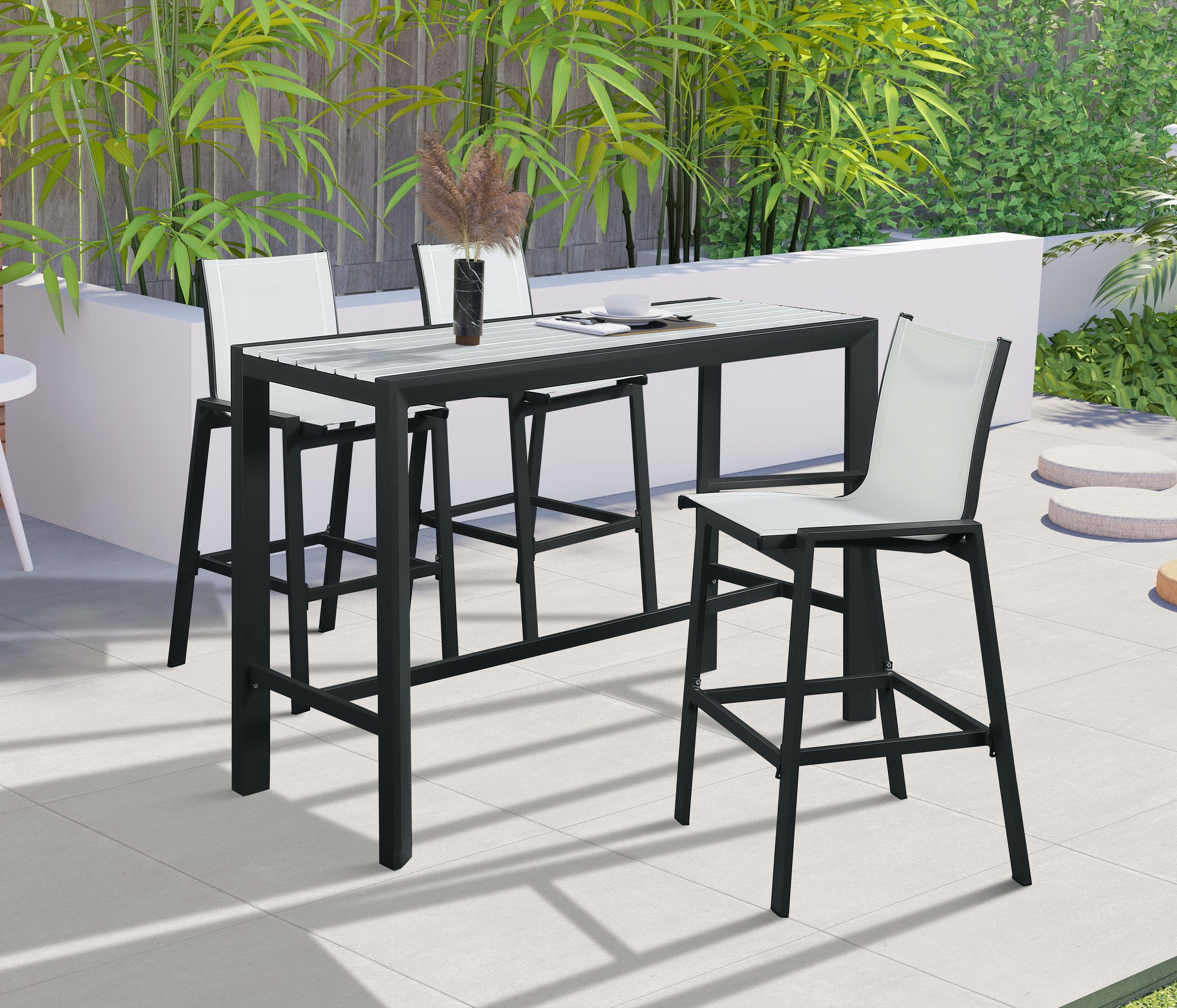 Nizuc 59.5" Outdoor Patio Rectangular Aluminum Bar Table