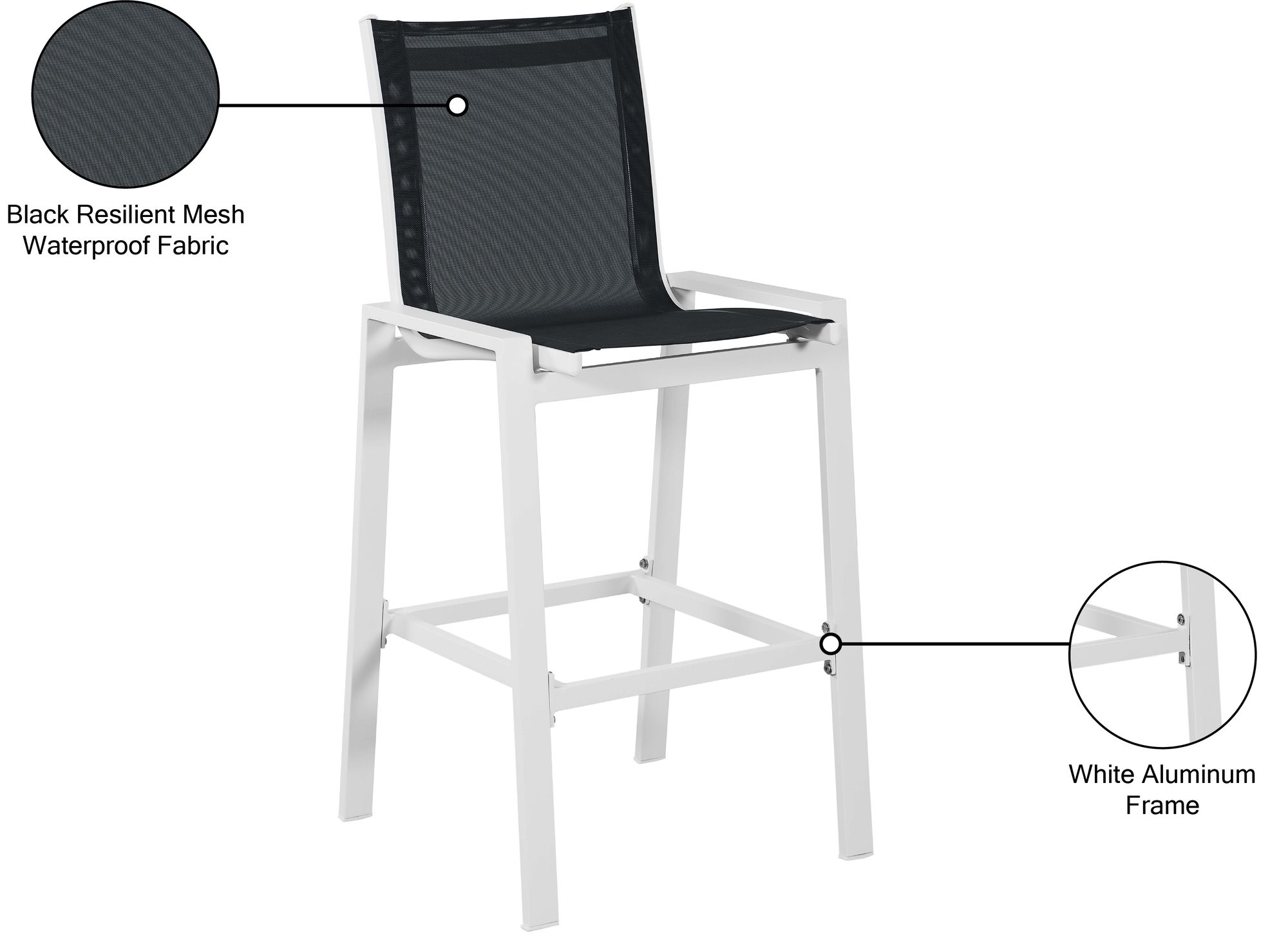 Nizuc Outdoor Patio Mesh Barstool with Aluminum Frame