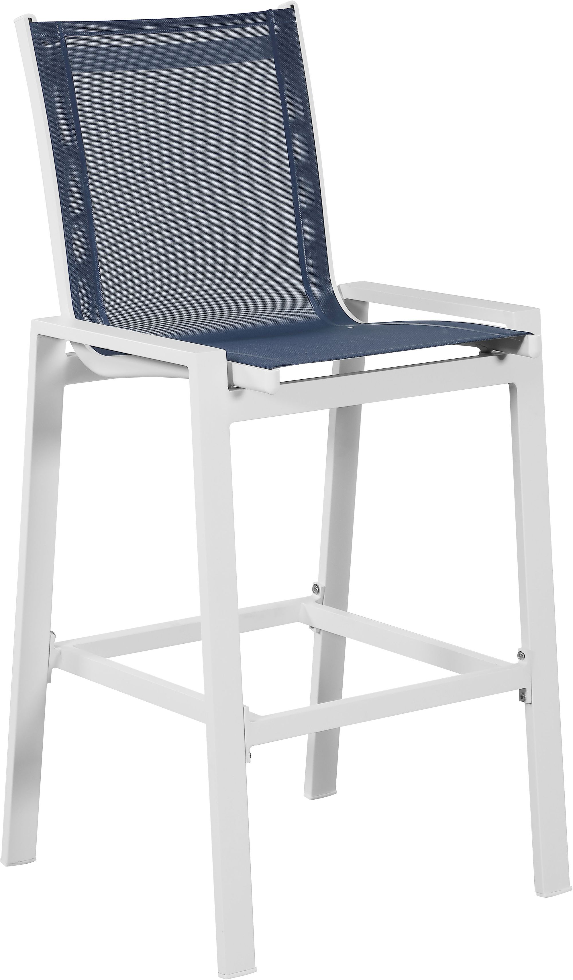 Nizuc Outdoor Patio Mesh Barstool with White Aluminum Frame