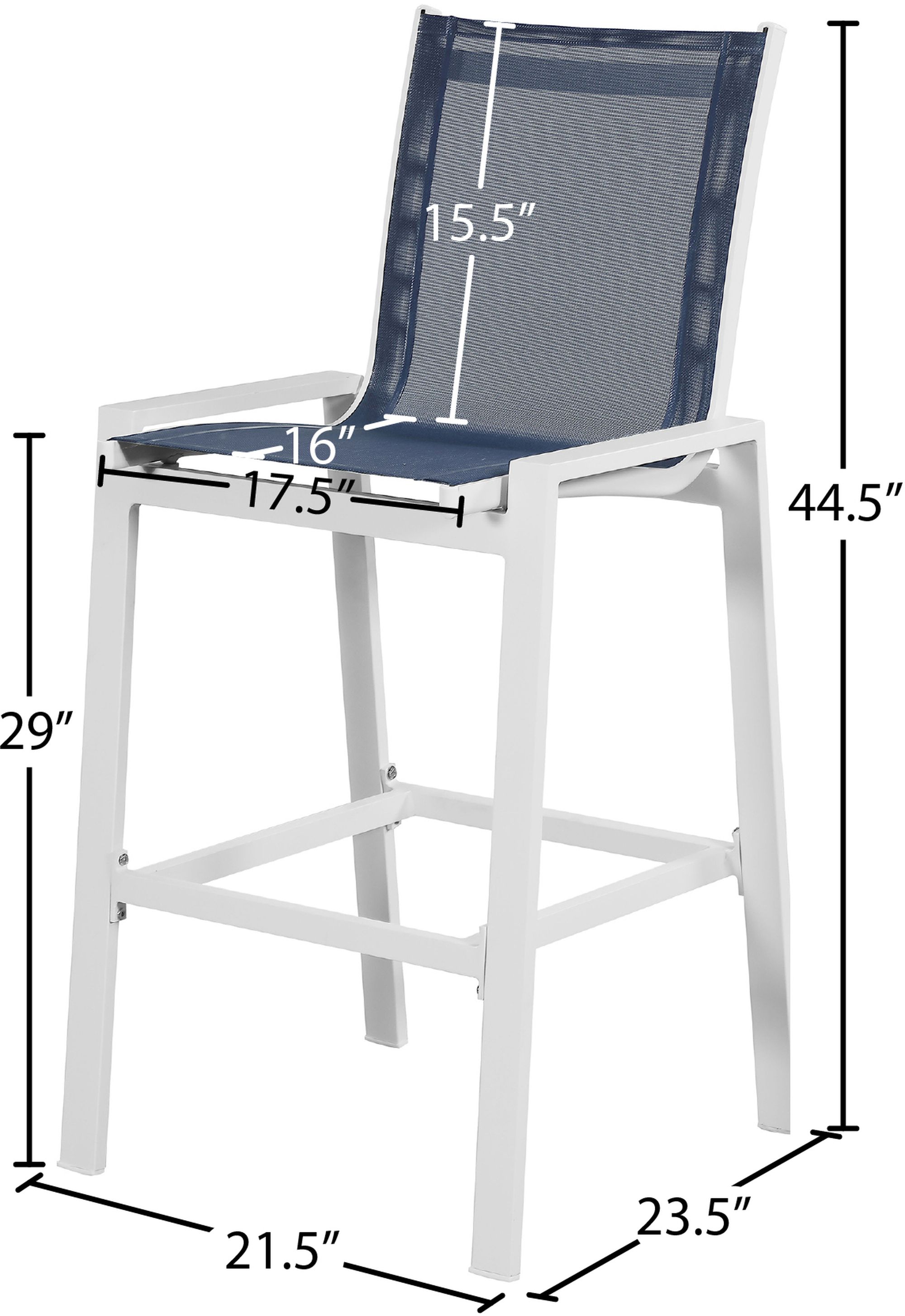 Nizuc Outdoor Patio Mesh Barstool with White Aluminum Frame