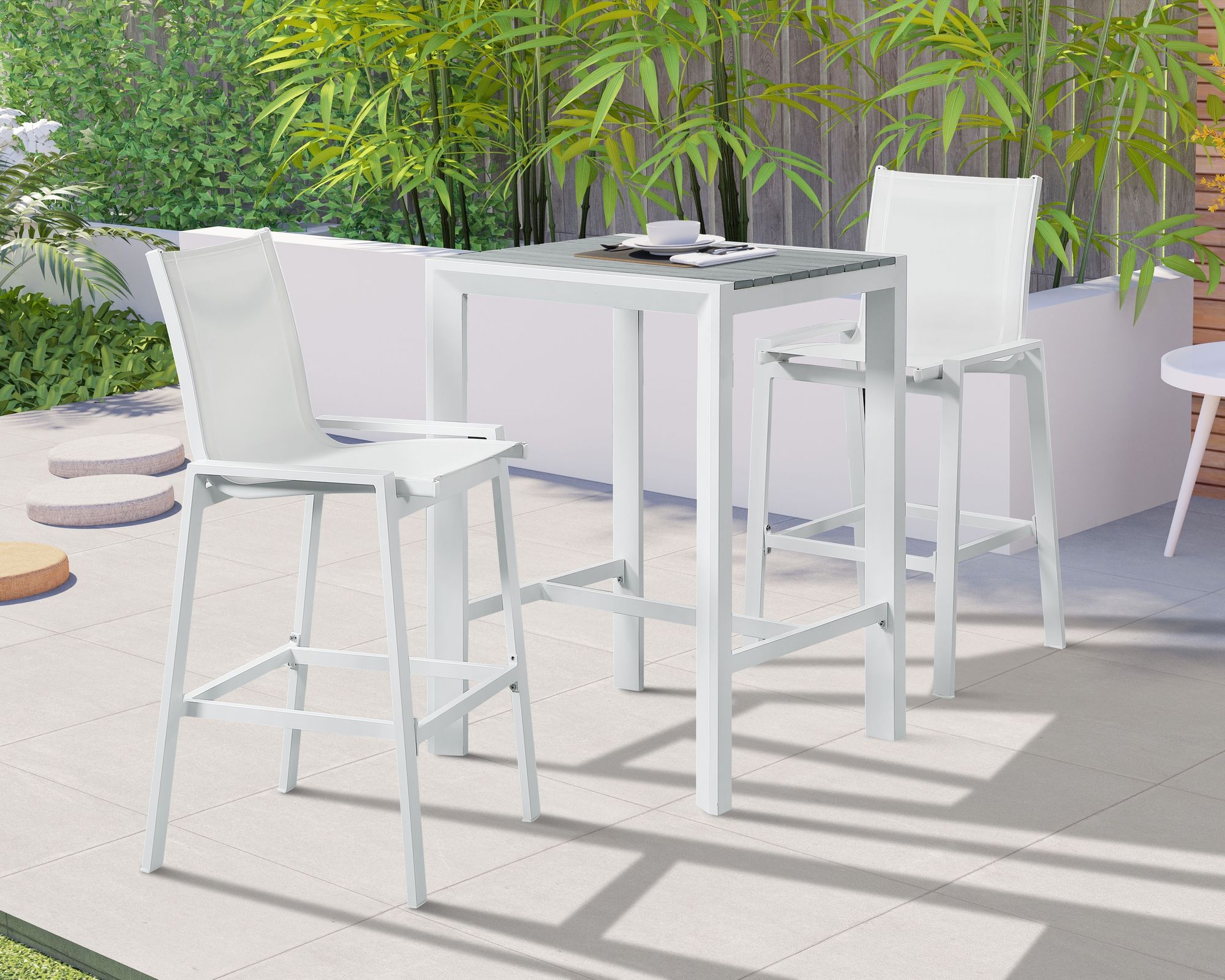 Nizuc Outdoor Patio Mesh Barstool with Aluminum Frame