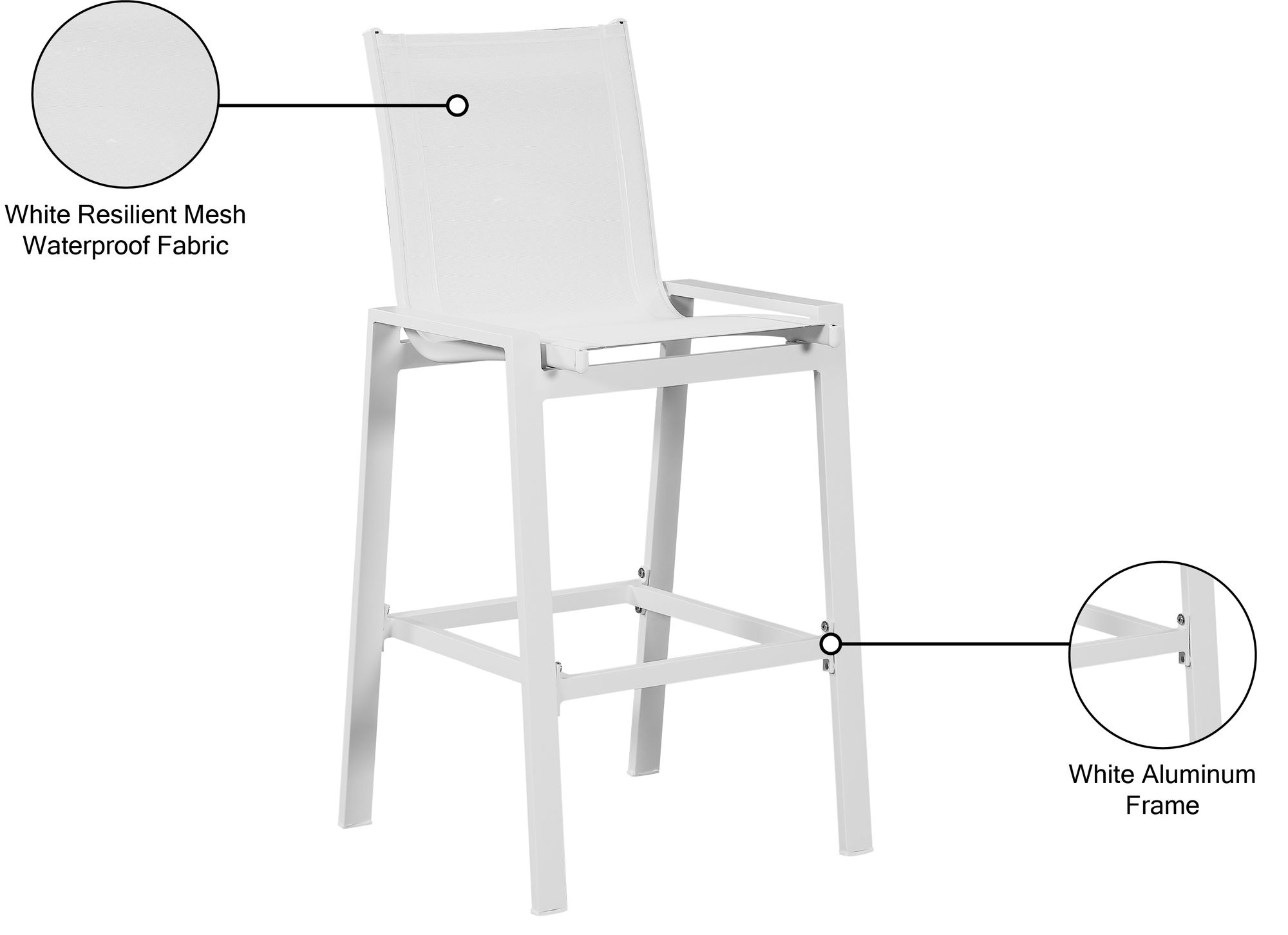 Nizuc Outdoor Patio Mesh Barstool with Aluminum Frame