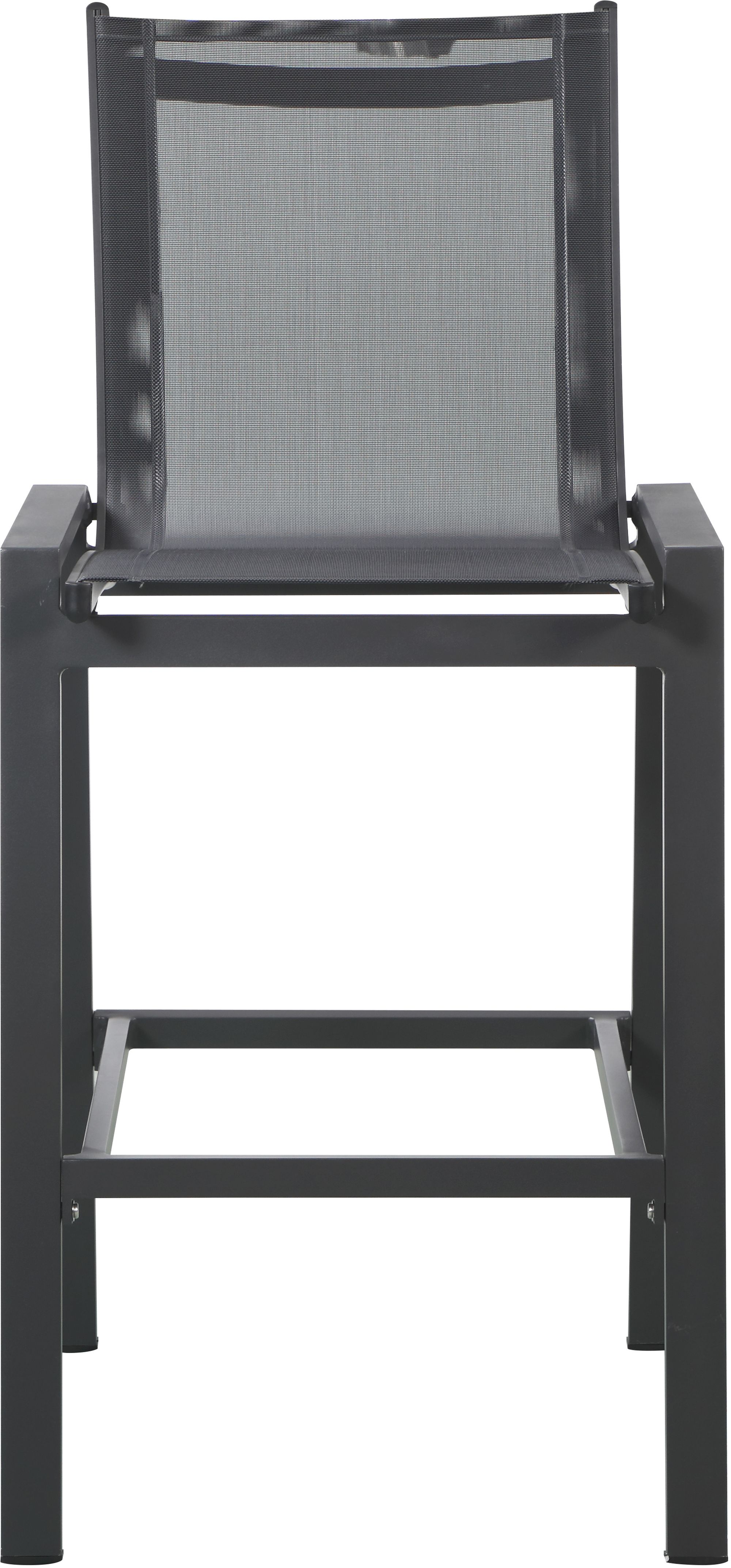 Nizuc Outdoor Patio Mesh Barstool with Dark Grey Aluminum Frame