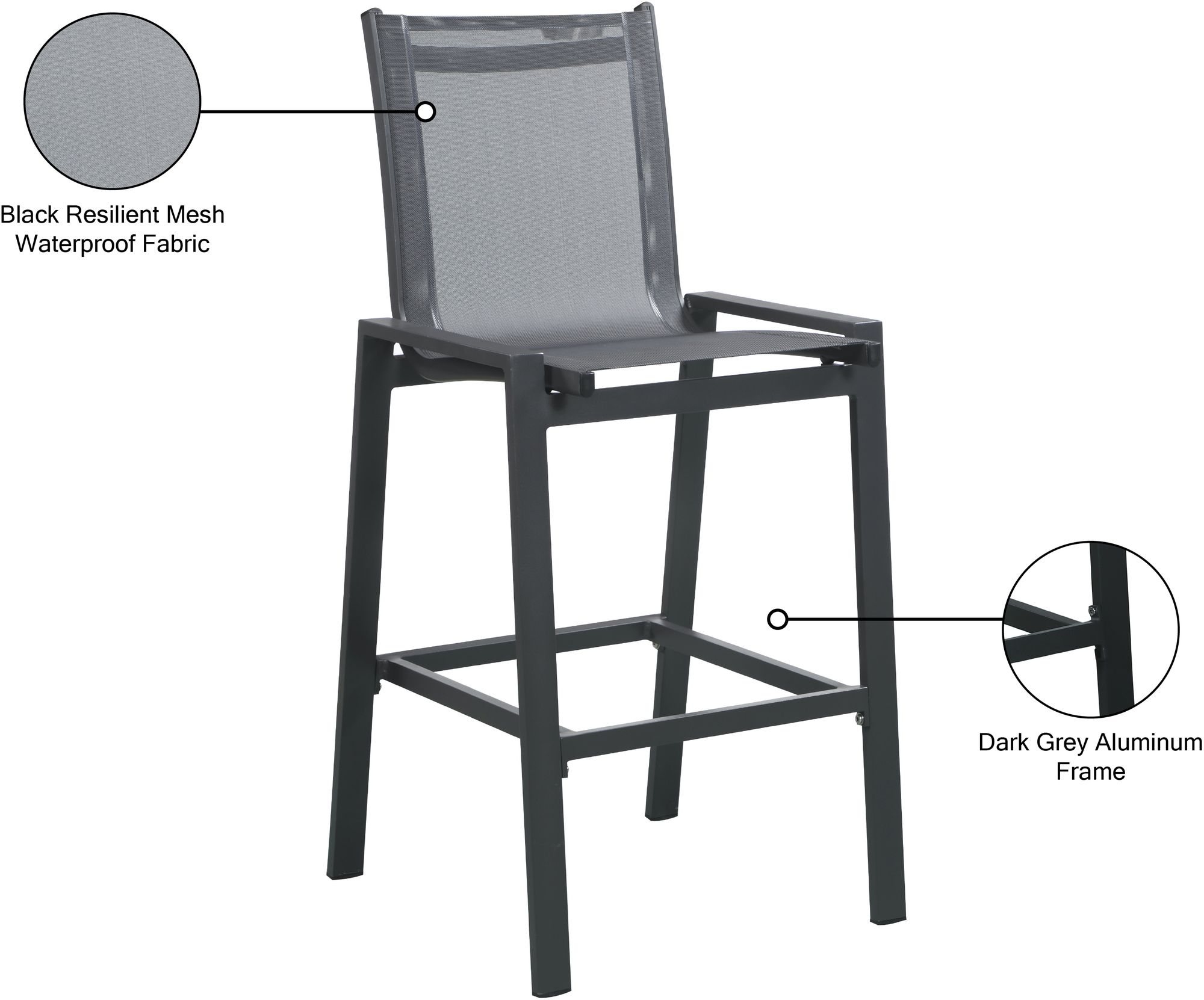 Nizuc Outdoor Patio Mesh Barstool with Aluminum Frame