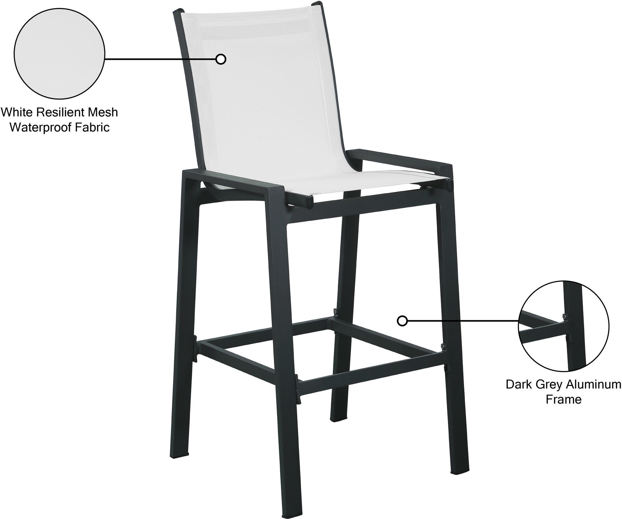 Nizuc Outdoor Patio Mesh Barstool with Aluminum Frame